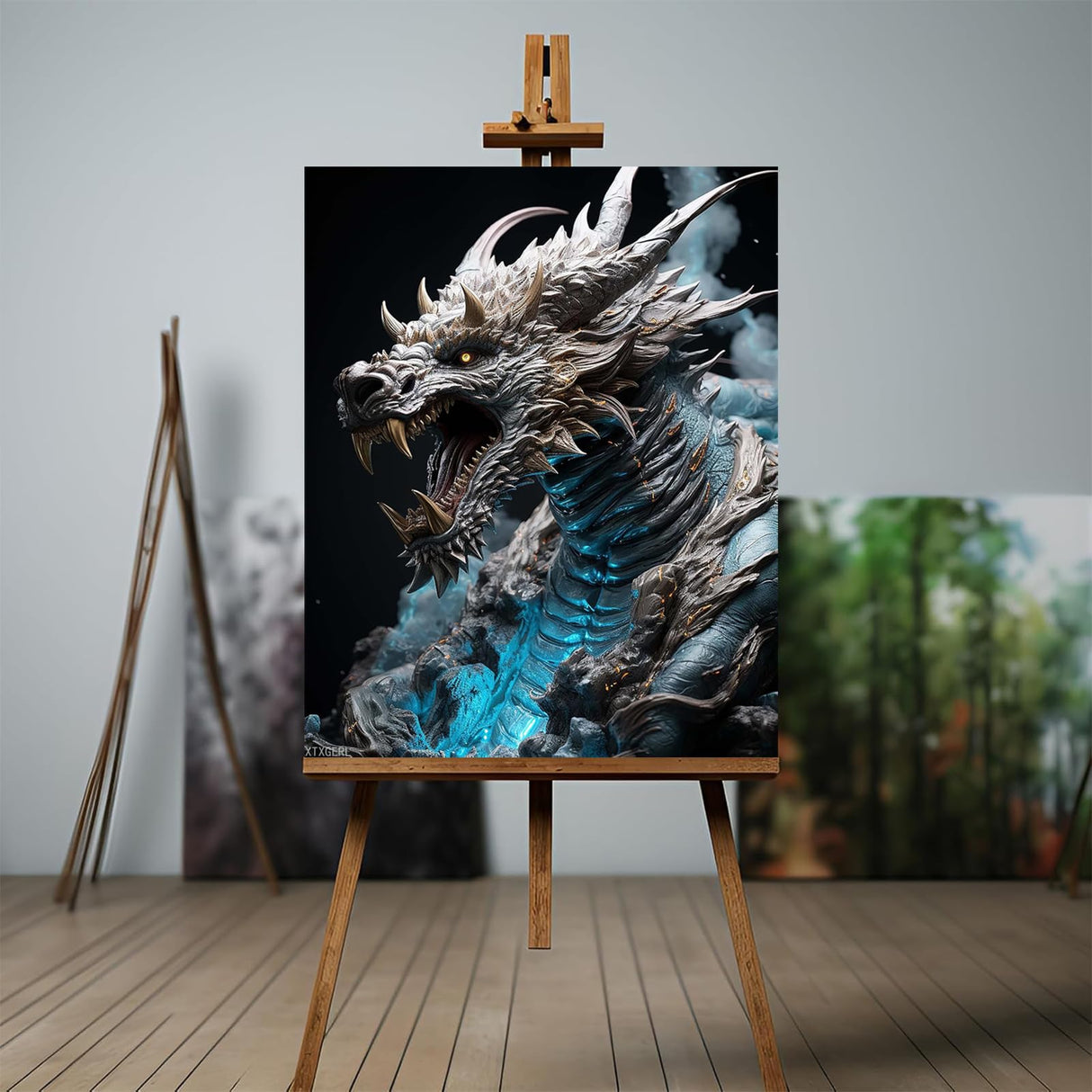 XTXGERL Paint by Numbers Dragon for Adults, Acrylic Oil Painting by Numbers Kits for Beginner with Paintbrushes Brushes Paintwork Art Canvas for Home Decor 16x20 inch / 40x50 cm XTXGERL