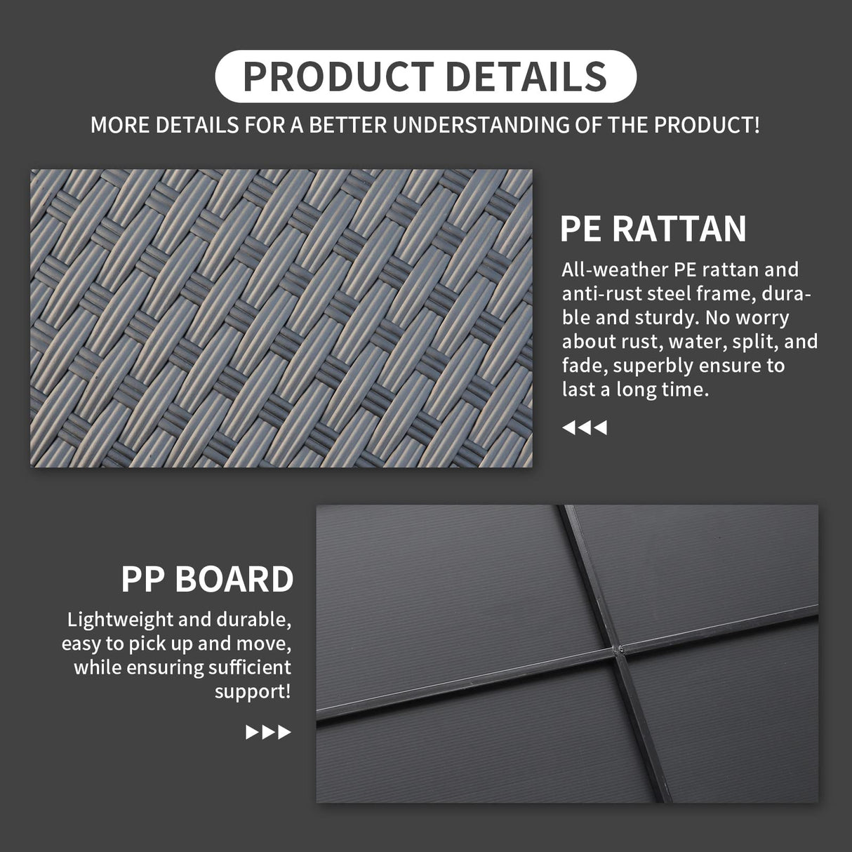 Rattaner Patio Coffee Table with Storage Wicker Outdoor Coffee Table and All-Weather Wicker Side Table with Waterproof Cover, Black Rattaner