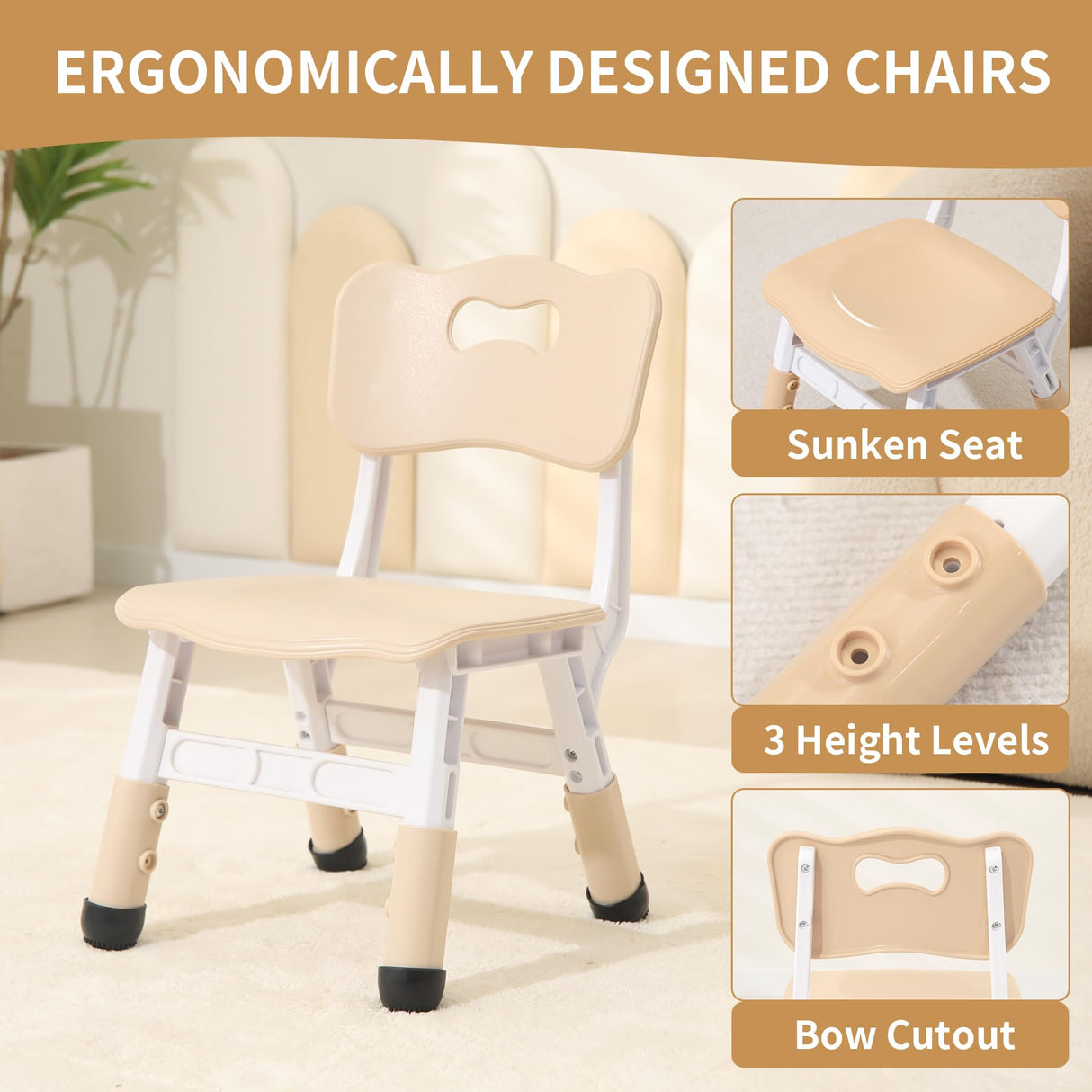 Hulaibit Toddler Table and Chairs, Kids Table and 4 Chairs Set with Graffiti Desktop, Height-Adjustable Kids Study Table for Boys and Girls Aged 3-8, Max 300lbs Hulaibit