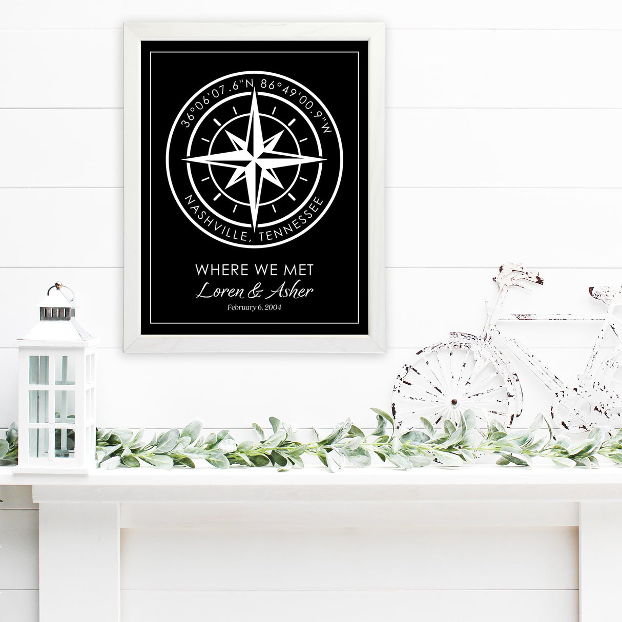 Customizable Compass Coordinates Fine Art Print | Personalized Latitude & Longitude Gift for Special Occasions, Weddings or Anniversary (Black) DREAM BIG PRINTABLES