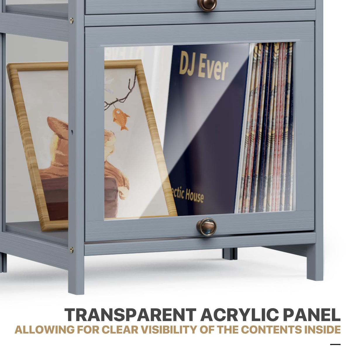 MoNiBloom 68" Tall Slim Narrow Clear Display Cabinet with Acrylic Door Curio Cabinet Display Case Corner Shelves Collection Display Case, Gray MoNiBloom