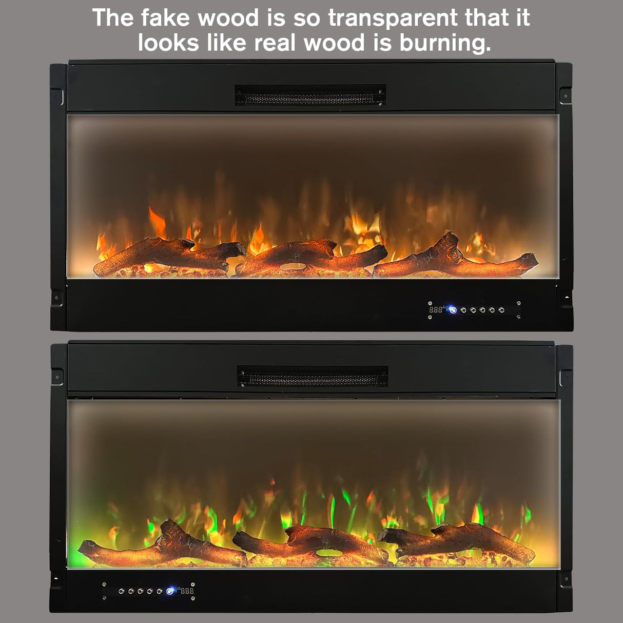 dainiqukanhai Electric Fireplace Wall Fireplace Recessed Electric Fireplace Fake Fireplace Logs Synthetic Resin Decoration Electric Transparent Logs Flame Suitable for 60" Electric Fireplaces 6Pieces dainiqukanhai