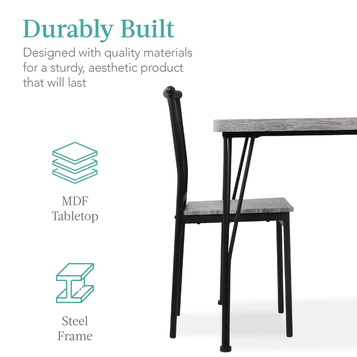 Best Choice Products 5-Piece Metal and Wood Indoor Modern Rectangular Dining Table Furniture Set for Kitchen, Dining Room, Dinette, Breakfast Nook w/ 4 Chairs - Gray Best Choice Products