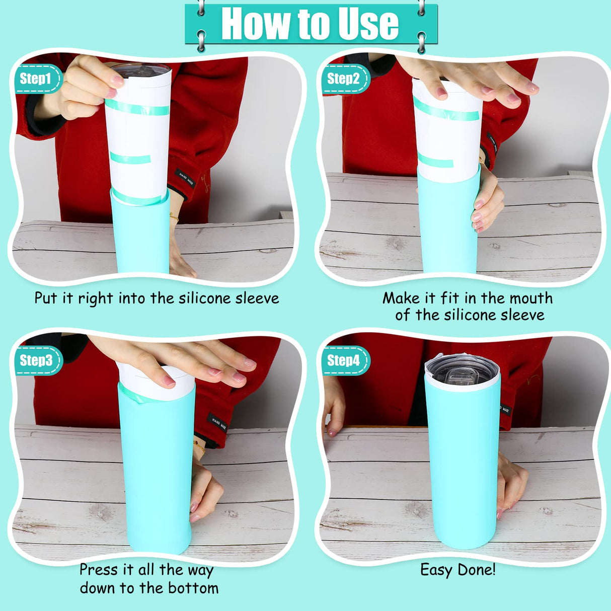 Hysagtek 2 x Sublimation Silicone Wraps for Tumblers 20oz Seamless Sublimation, Silicone Tumbler Wraps, Silicone Sleeves for Sublimation, with Gloves, Heat Tape for Sublimation Tumbler Heat Press Hysagtek