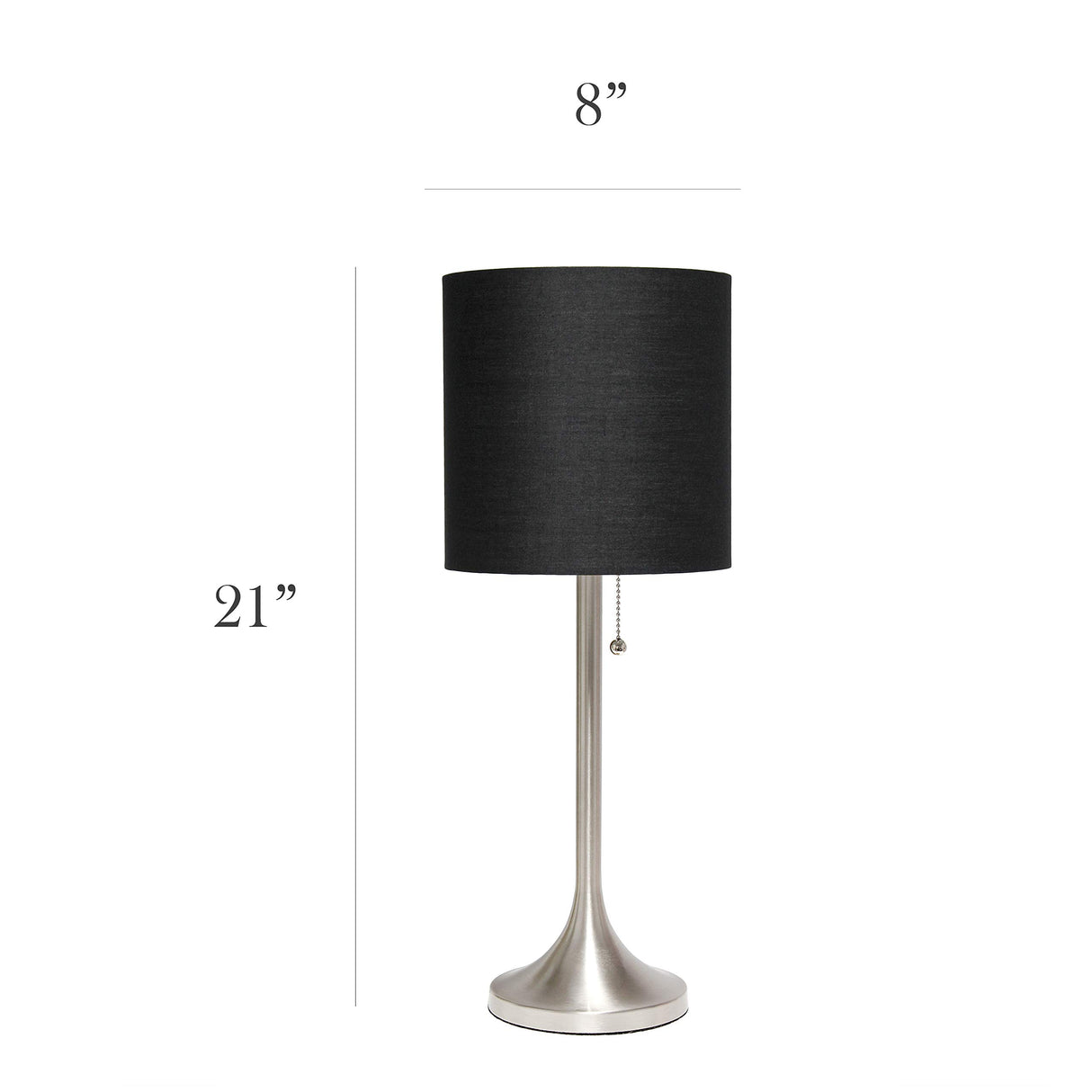 Simple Designs LT1076-BNB Tapered Fabric Drum Shade Table Lamp, Brushed Nickel and Black Simple Designs