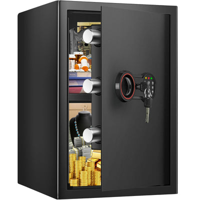 3.4 Cub Large Home Safe Fireproof Waterproof, Anti-theft Fireproof Safe Box with Digital Keypad, Spare Keys and Alarm System, Fire Safes for Home Document Money Valuables