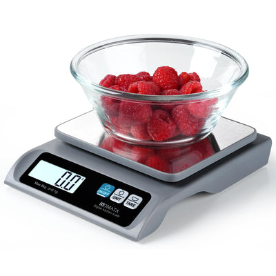 BOMATA 0.1g/ 13lb Food Scale, Digital Kitchen Scale with Removable Stainless Steel Pan, Backlit LCD Display, for Cooking, Baking B621 Grey