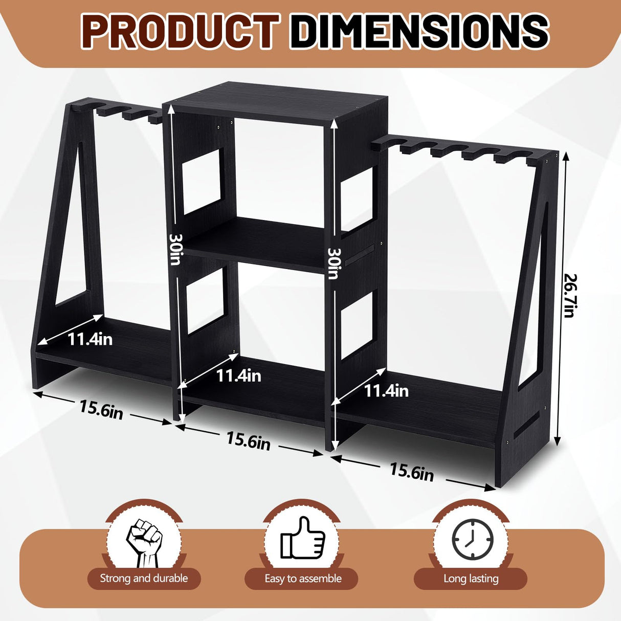 DoubleFill Gun Rack Wooden Display Stand Rifle Rack for Garage Storage Holds 10 Long Guns and Accessories Organizer for Shooting Clubs, Hunting DoubleFill