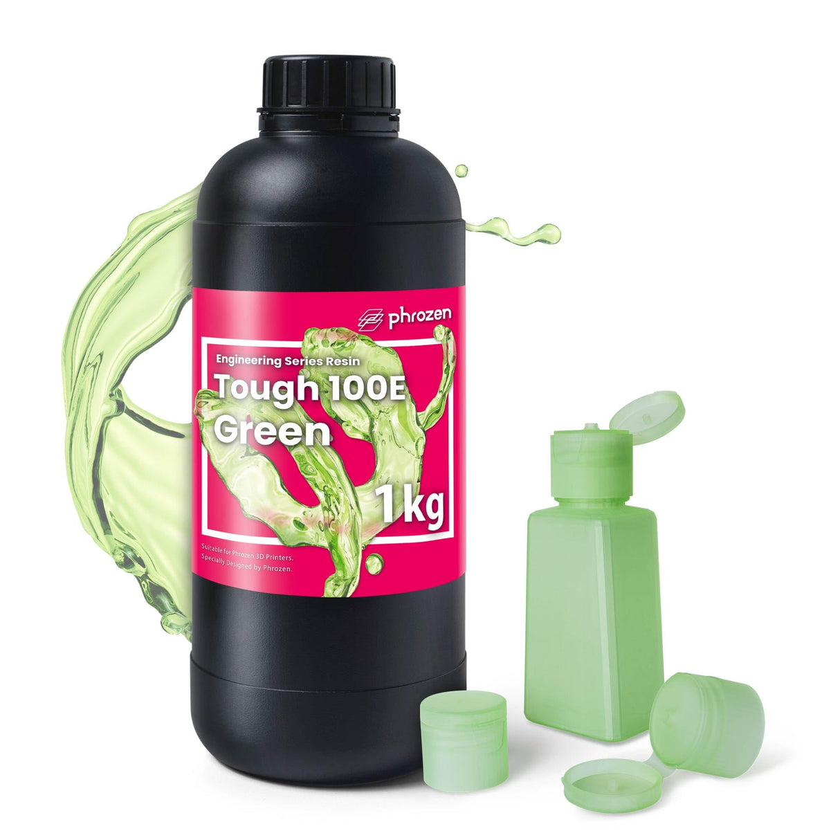 phrozen Tough 100E Engineering Series Resin for 3D Printer, 405nm UV-Curing Resin High Precision Toughness Flexible Elasticity Impact Resistant - Green (1KG) phrozen