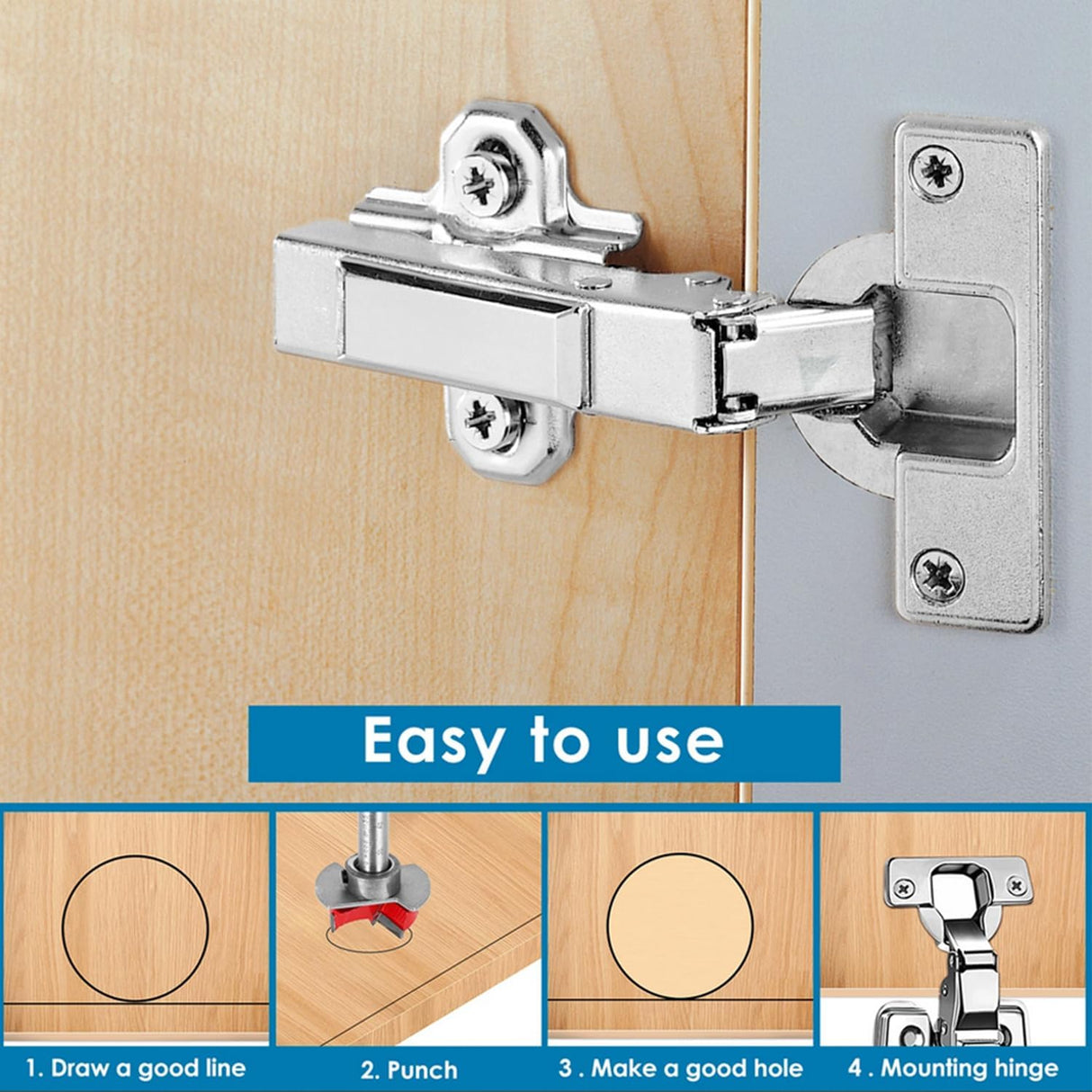 35mm Concealed Hinge Jig Kit, Bestgle Woodworking Tool Drill Bits Hinge Drilling Hole Router Jig for Cabinet Cupboard Door Installation, Hinge Hole Drill Guide Set with 35mm Forstner Bit Bestgle