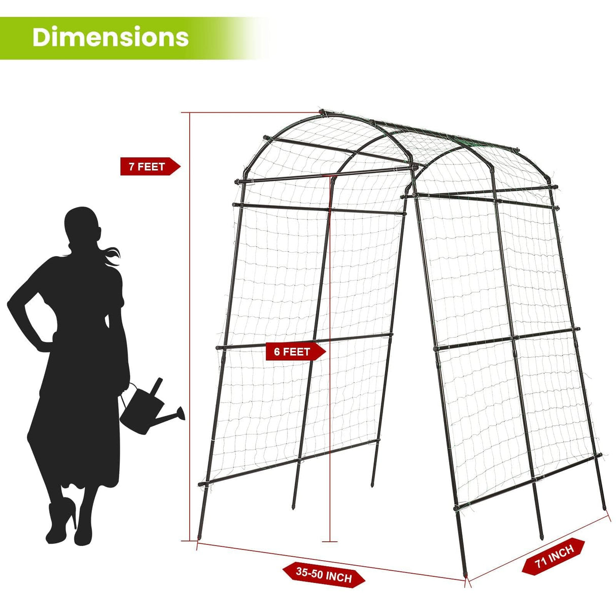 Lalahoni Garden Arch Trellis for Climbing Plants Outdoor, 7 ft Tall Walkway Metal Archway Arbor Tunnel Large for Vegetables Plant Cucumber Trellis for Garden Raised Bed, Black lalahoni
