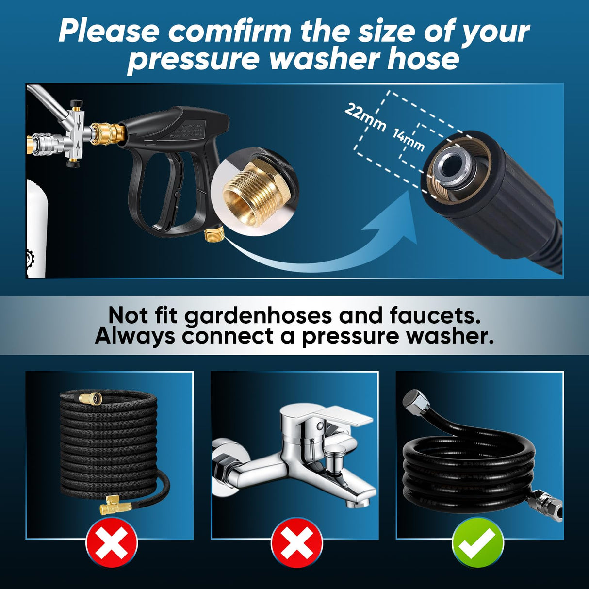 Saker Foam Cannon for Pressure Washer Kit with Foam Cannon Dual Connector Accessory,Pressure Washer Gun for Car Washing and Cleaning,5 Power Washer Sprayer Nozzles Saker