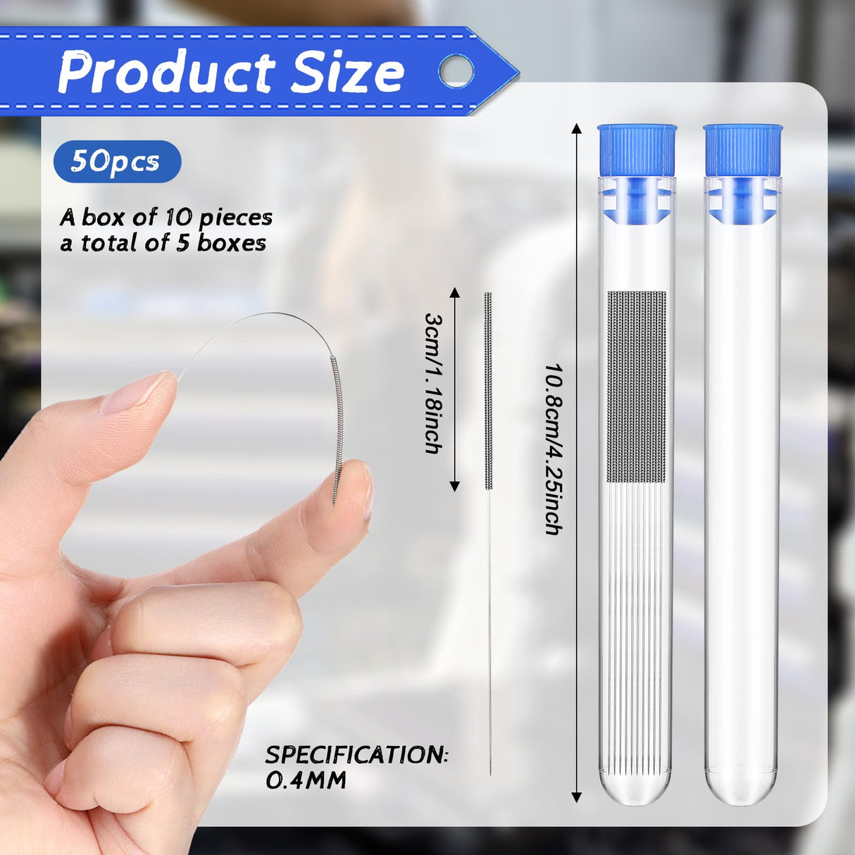 50Pcs 3D Printer Nozzle Cleaning,0.4mm Stainless Steel Needle Cleaner with Storage Bottle,3D Printer Accessories for Cleaning 3D Printer Nozzles Tucnoeu