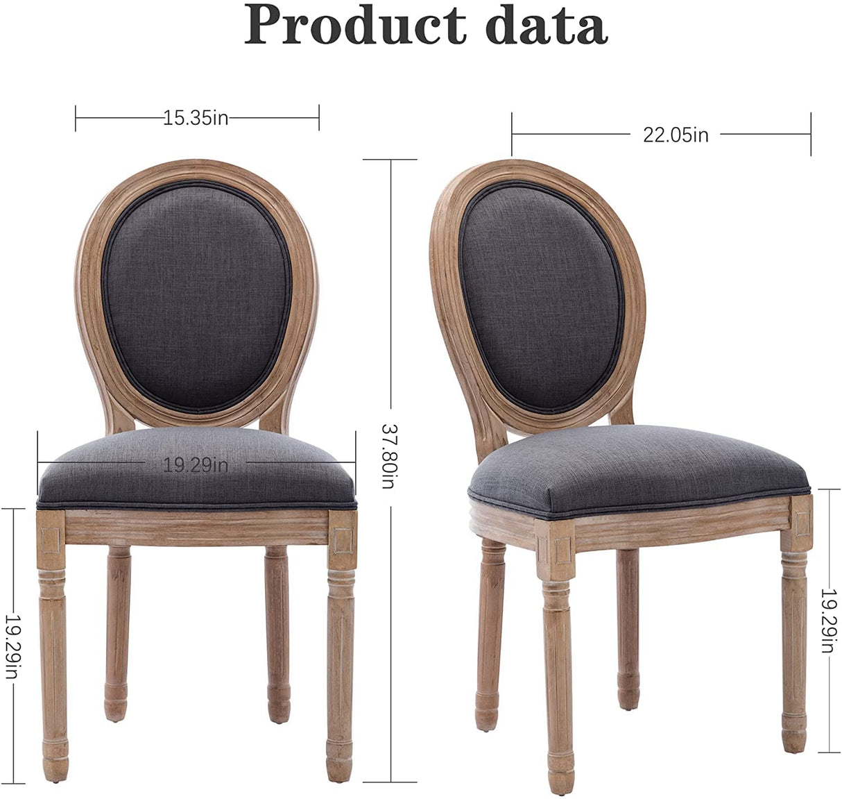 Nrizc French Country Dining Chairs Set of 6, Farmhouse Dining Chairs, Wood Round Back Dining Room Chair for Dining Room/Living Room/Bedroom Nrizc