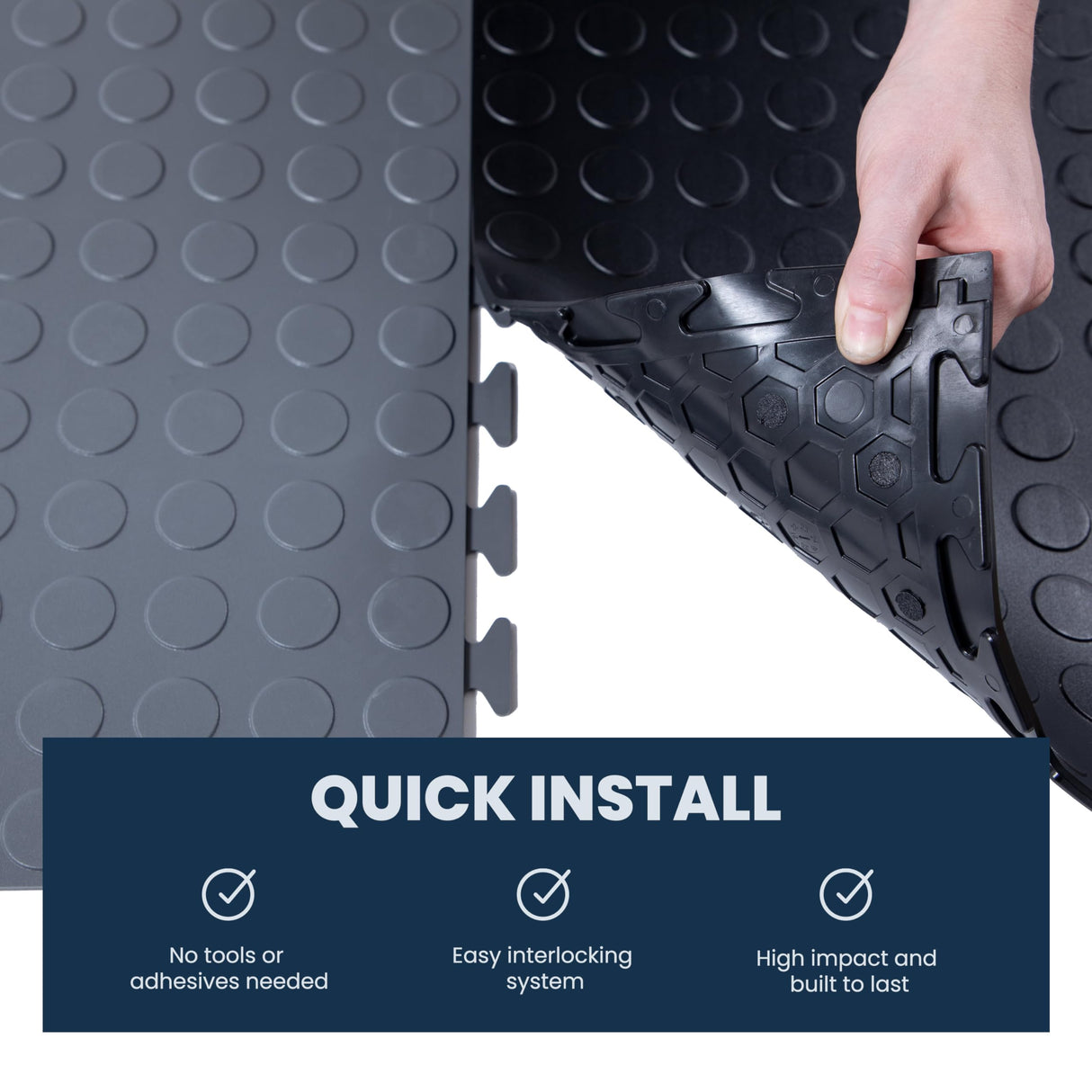 FlooringInc's 4.5mm Flex Nitro Hidden Interlocking Garage Floor Tiles, Flexible PVC Garage Tiles Flooring for a Stronger & Safer Garage, Workshop or Shed, Coin, Shelby Blue, 8 Tiles (20.5"x20.5") IncStores