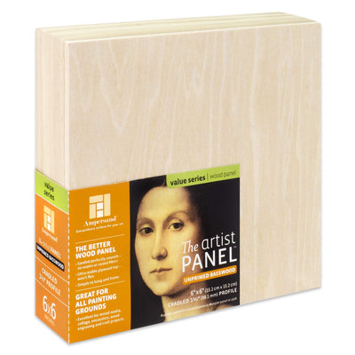 Ampersand Art Supply Unprimed Basswood Artist Panel, 1-1/2" Cradled Profile, 6"x6"