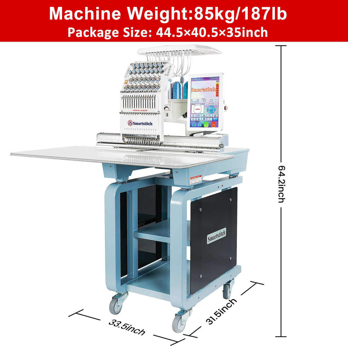 Smartstitch S1501 Plus Beast Embroidery Machine with 15 Needles,24"x16" Large Embroidery Area,1200SPM Max Speed,12" Touch Screen, Wifi available, capable of embroidering on Cap, T-shirt, Flat and more smartstitch