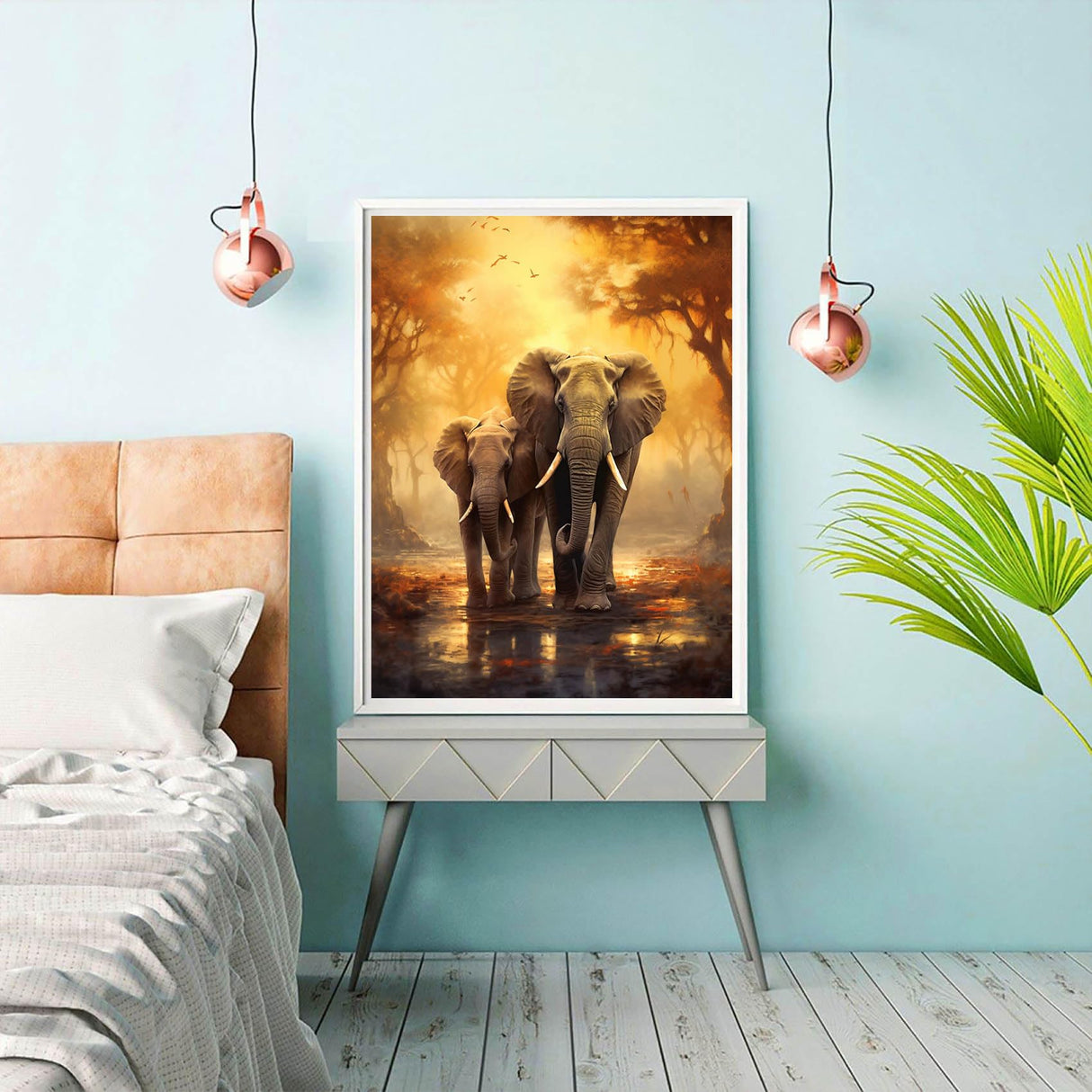 Reofrey DIY Diamond Art Painting Kit for Adults - Elephant, Animal Full Drill Round Rhinestone Painting Accessories, Cross Stitch Embroidery for Crafts (30x40 cm/ 12x16 inch) Reofrey