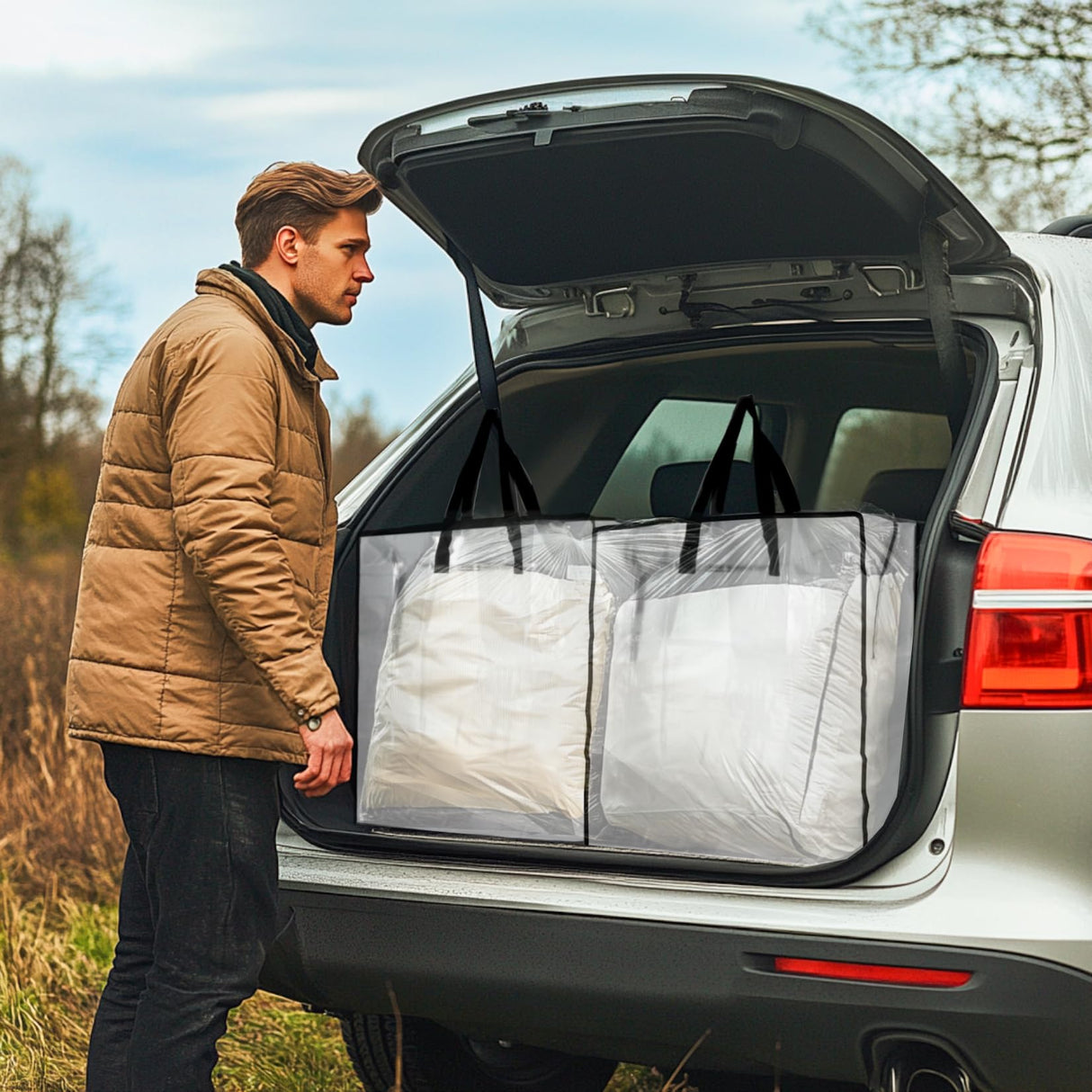 RAINFLOW Christmas Wreath Storage Container - Clear Moving Bags Heavy Duty With Zipper for Wreaths Clothes Gift Pillow Toy Plastic Storage Bag Supplies College Dorm Under Bed Storage(24 inch) RAINFLOW