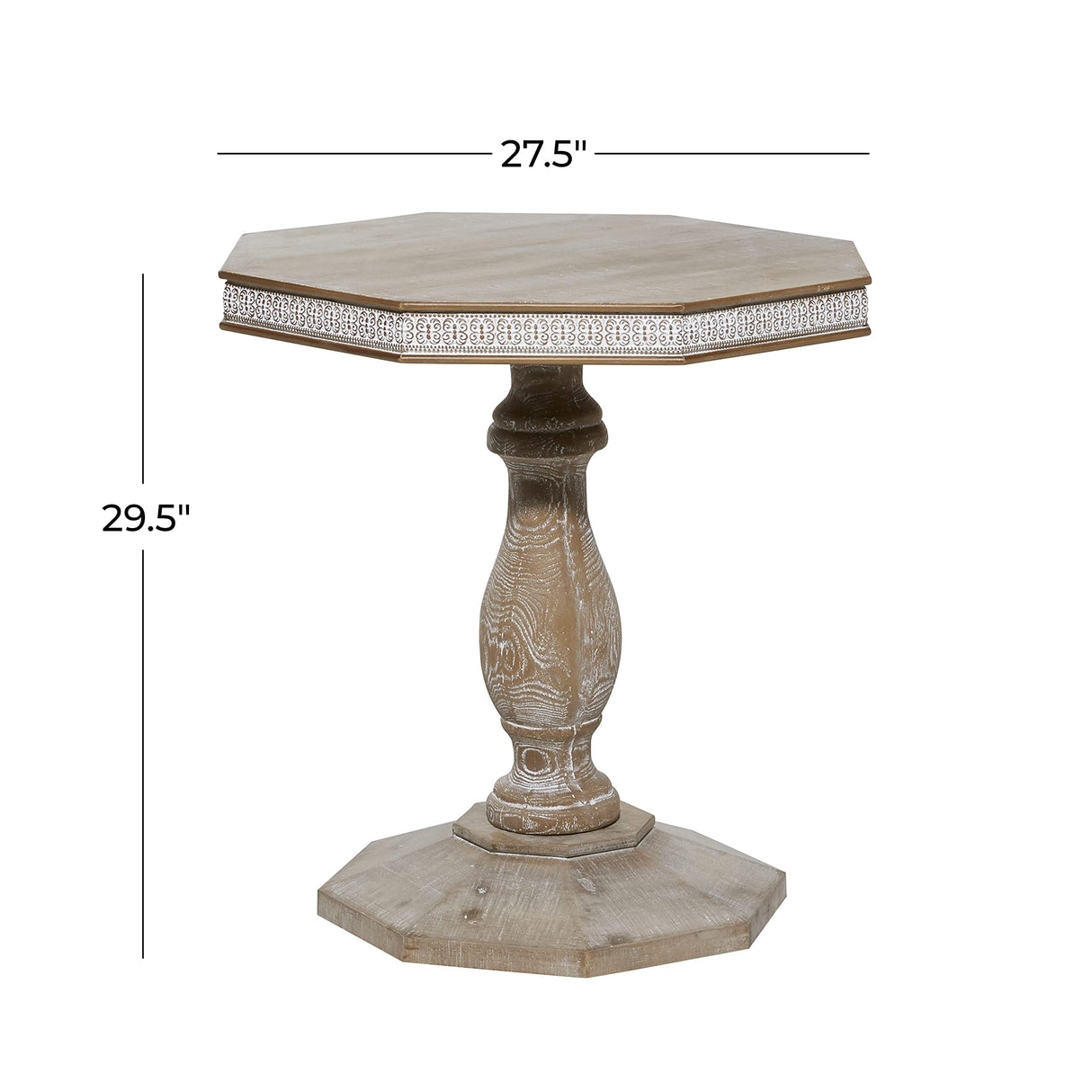 Deco 79 Wood Scroll Handmade Side End Accent Table Intricately Carved End Table, Side Table 28" x 28" x 30", Brown Deco 79