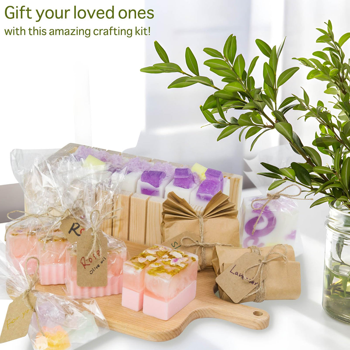 haclum Soap Making Kit for Adults and Kids - Soap Making Supplies with Melt & Pour Soap Base, Soap Loaf Molds, Cutting Box, Silicone Molds, Essential Oil & Fragrances Beginner DIY Craft Kits haclum