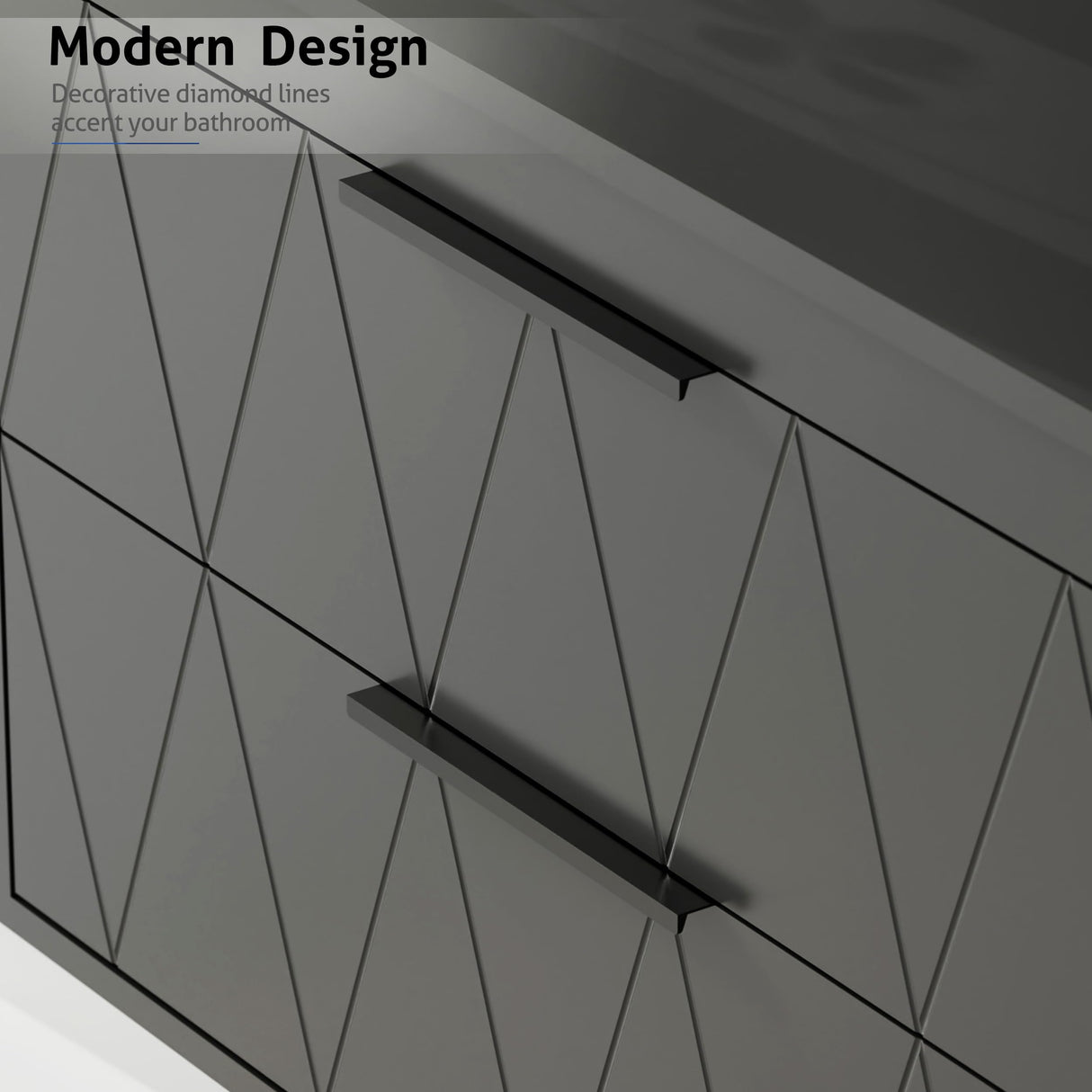 eclife 24" Bathroom Vanities Cabinet with Sink Combo, Wall Mounted Floating Cabinet w/Decor Lines, White Boat Ceramic Vessel Sink W/ORB Water Save Faucet & Pop Up Drain, Black eclife