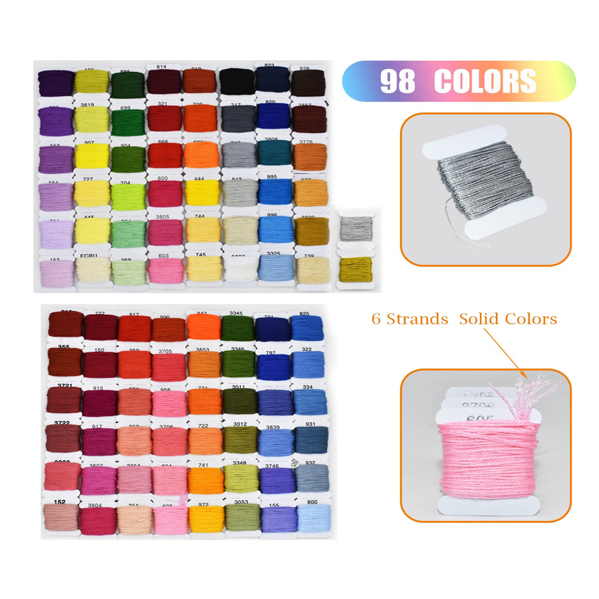 Embroidery Floss Thread Kit 100% Cotton Floss Bobbins and Cross Stitch Kit Bracelets Floss Crafts Floss (96 Color) Renashed