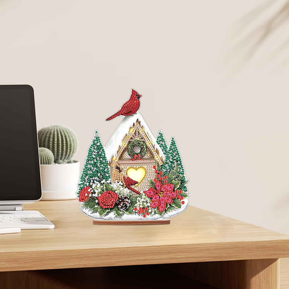 MVVMTOP Diamond Art Painting Tabletop Decoration, DIY Christmas Bird's Nest 5D Special Shaped Artificial Diamond Christmas Decorations by Number Mosaic Arts Crafts for Home Office Tabletop Decor Gift MVVMTOP