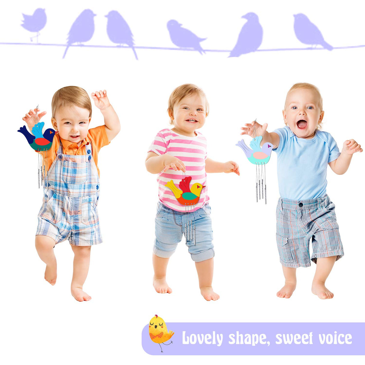 8 Pieces Wood Bird Wind Chime Gift Bird Wind Chime Craft Decorative Spring Summer Wooden Hanging Wind Chime for Indoor Outdoor Home Crafts Graduation Teacher Appreciation Arts Decor Maitys