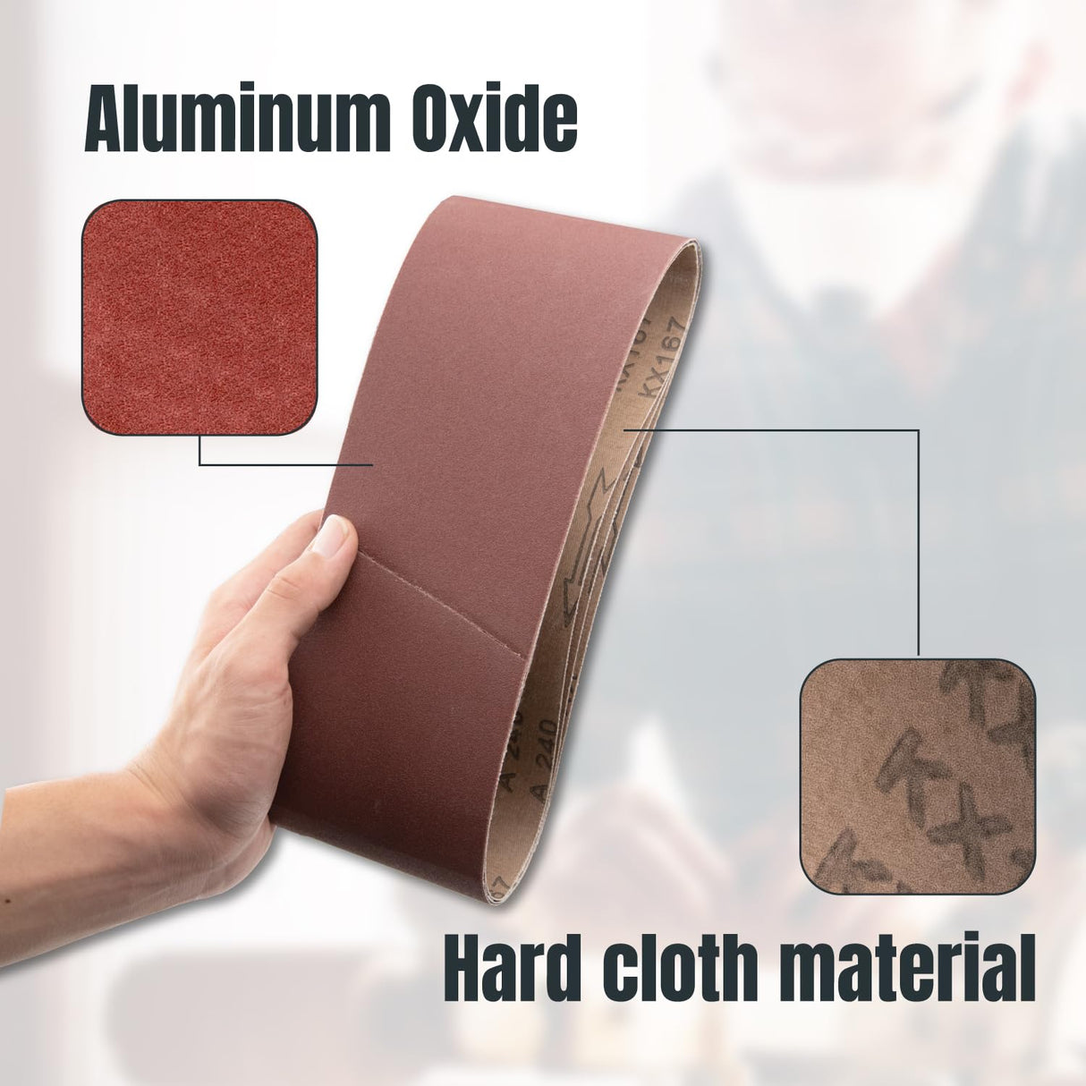 POWERTEC 3 x 21 Inch Sanding Belts, 80 Grit Aluminum Oxide Belt Sander Sanding Belt for Portable Belt Sander, Wood & Paint Sanding, Metal Polishing, 10PK (110430) POWERTEC