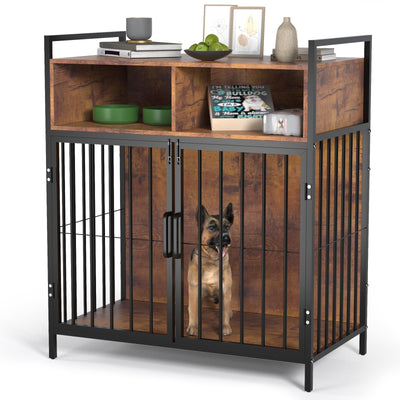 aboxoo 32/40 Inches Furniture Style Dog Crate for Medium Small Dog,Indoor Dog Kennels with Drawers Storage(Rustic Brown)