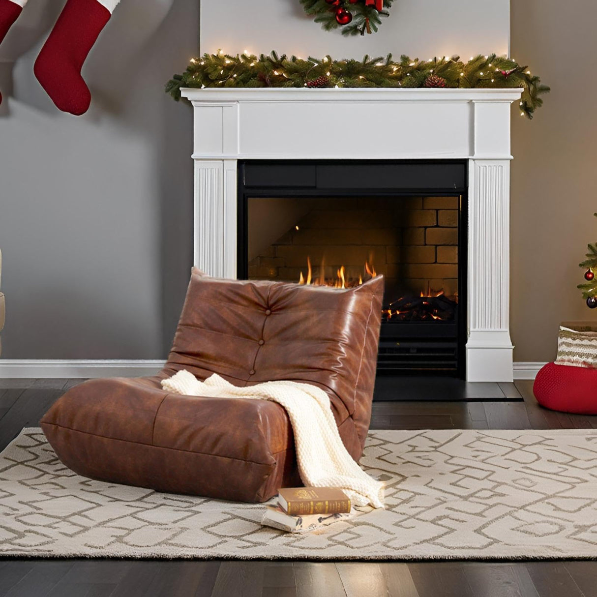 Hobestluk Bean Bag Chair Giant Bean Bag Sofa Memory Foam Bean Bag Chairs for Adults, Bean Bag Sofa Sack Faux Leather Bean Bag for Living Room Bedroom Dorm Office (Brown) Hobestluk