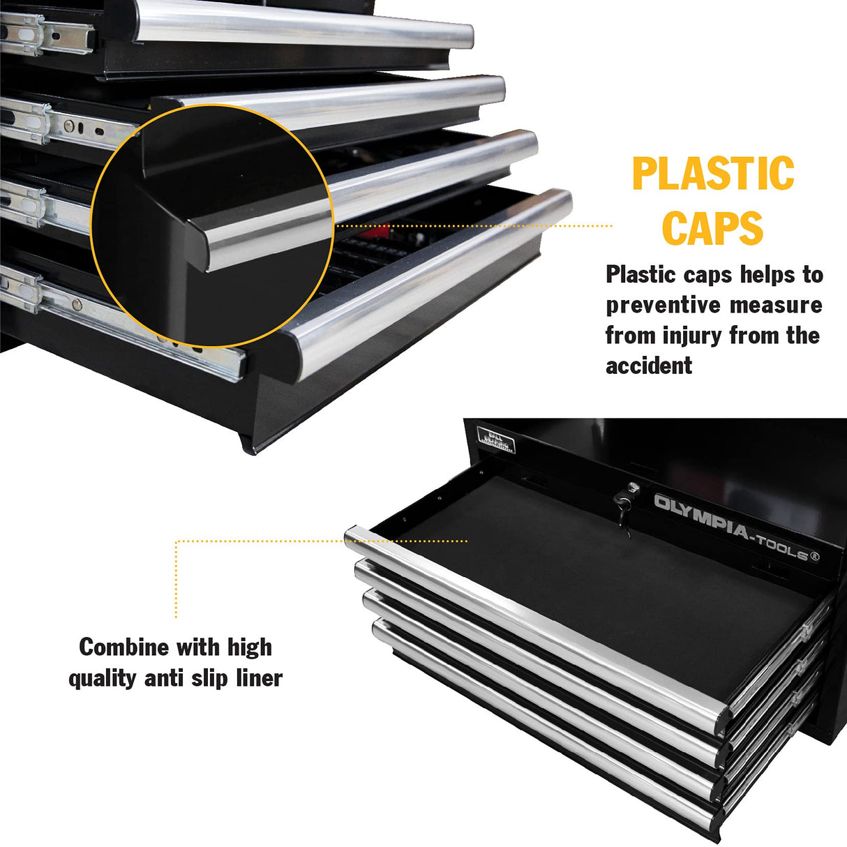 Olympia Tools Portable Metal Tool Chest Box with Drawers - 26" Tool Chest Cabinet Ball Bearing Slide Drawers Locking Storage Garage Toolbox Organizer Olympia Tools