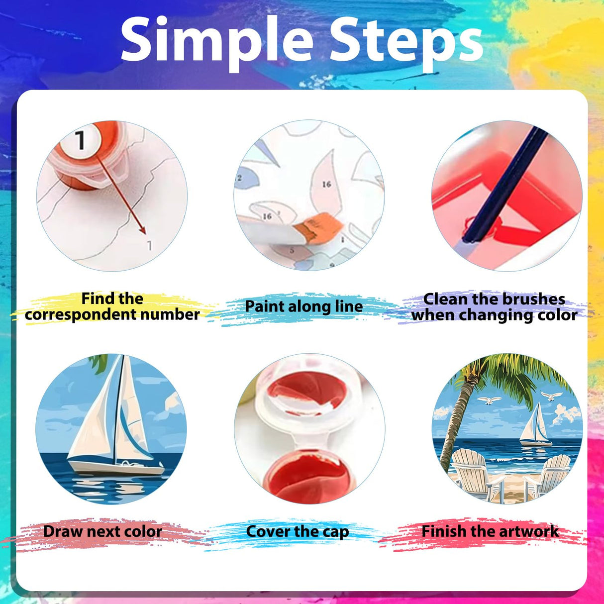 xcemhil Beach Paint by Numbers Kit for Adults, Paint by Number Palm Tree, Seaside Paint by Numbers Kit for Adults Beginner for Gift and Home Wall Decor 16x20 Inch xcemhil