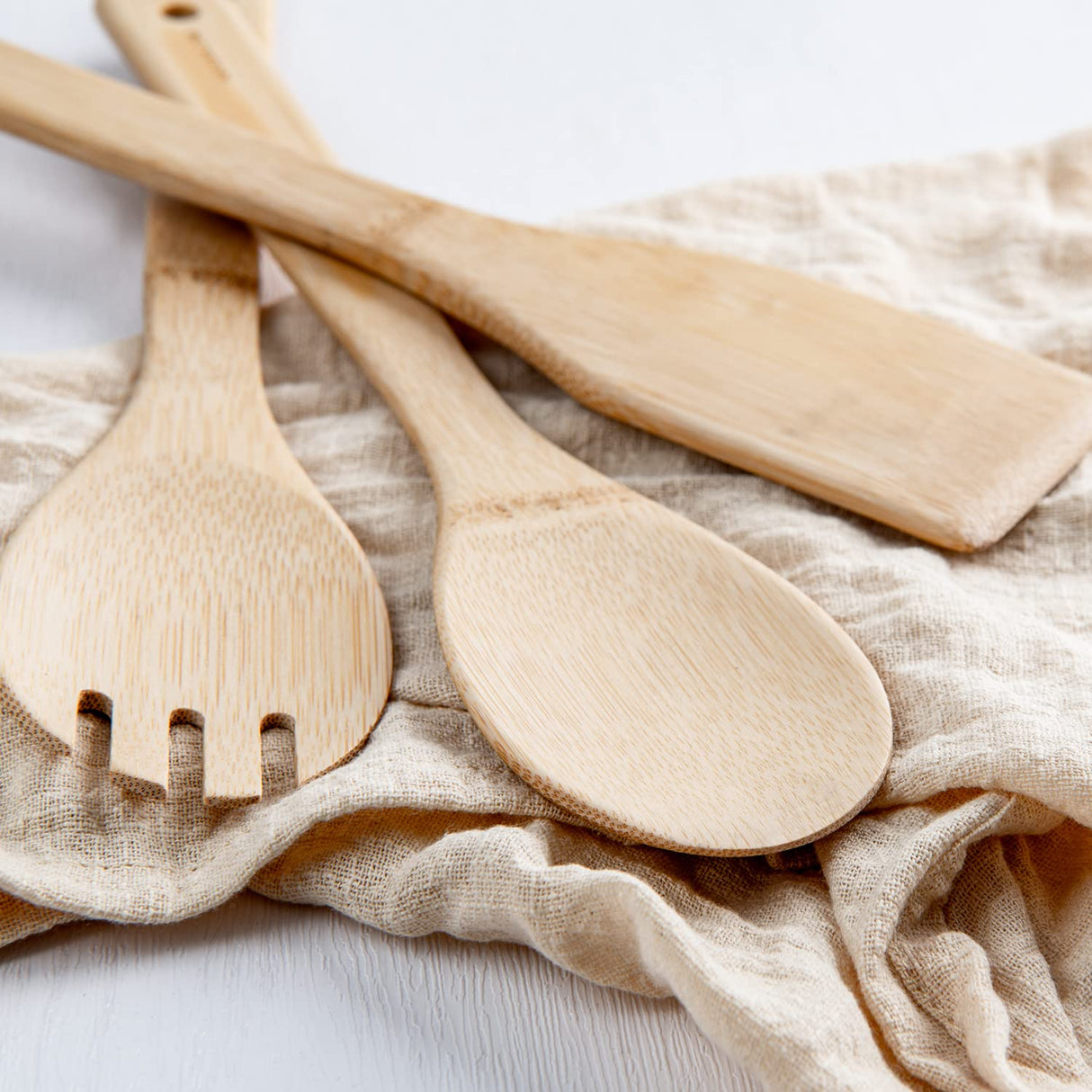 Naturoom Kitchen Utensils Set of 8 PCS, 12Inches Bamboo Wooden Cooking Spoon & Spatula Tools Perfect for Non-Stick Cookware (Bamboo 12inches) Naturoom