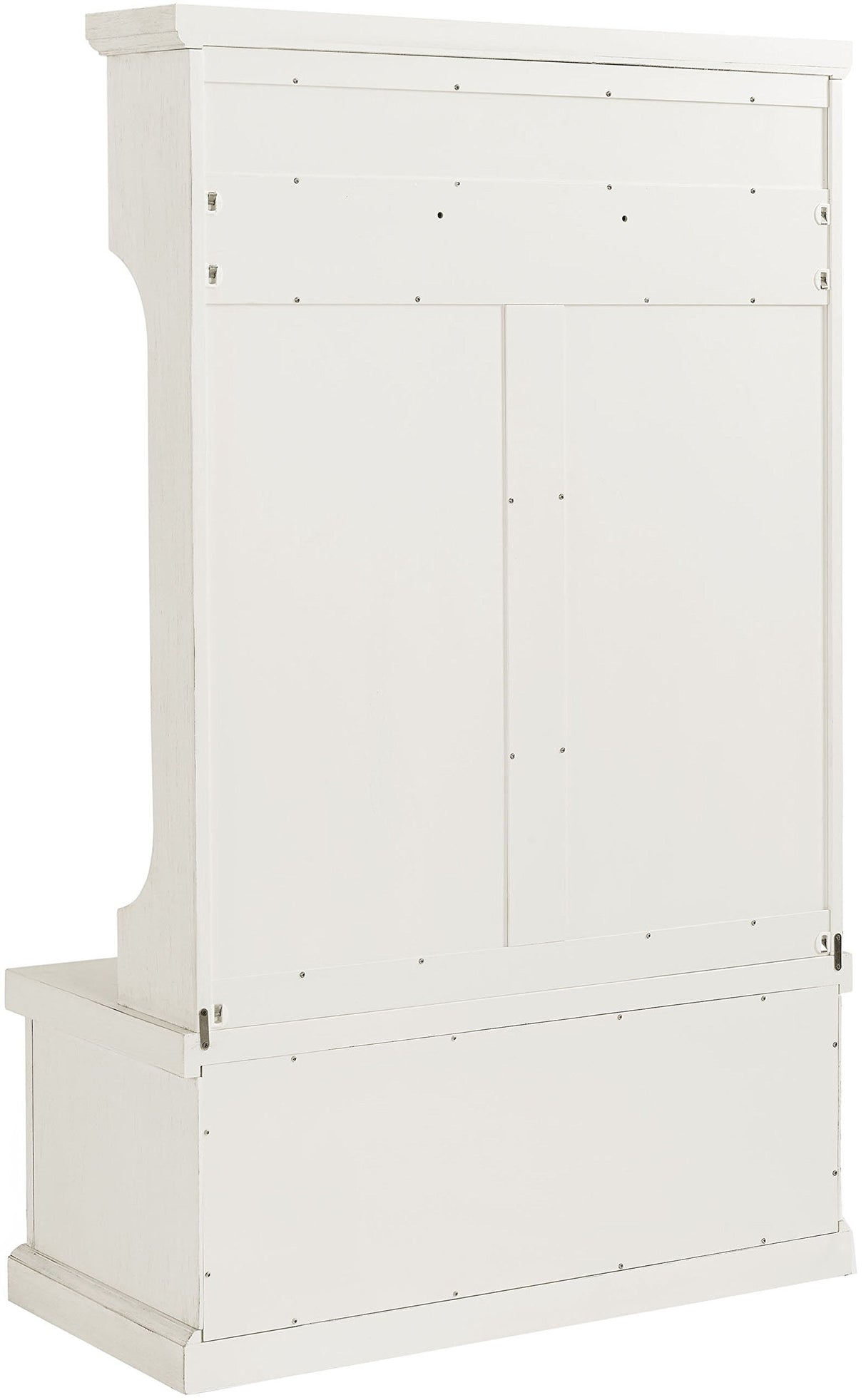 Crosley Furniture Seaside Hall Tree with Shoe Rack Bench and Coat Hooks for Hanging Storage, Distressed White Crosley Furniture