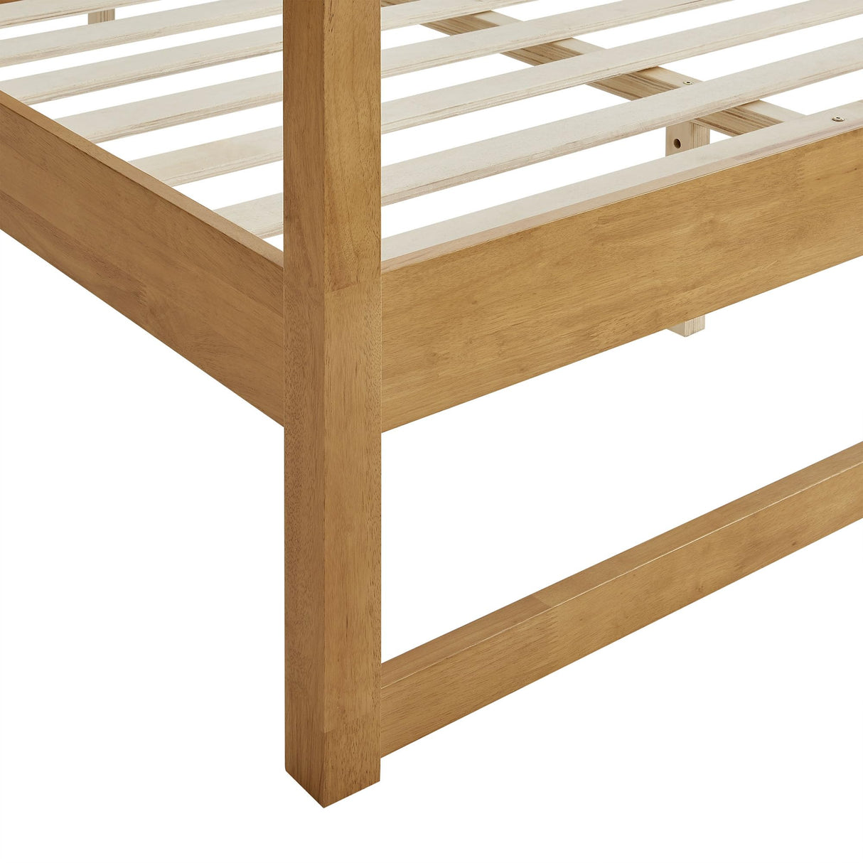 Modway Alva Queen Size 4-Post Wood Platform Canopy Bed in Oak – with with Headboard and Solid Rubberwood Frame Modway
