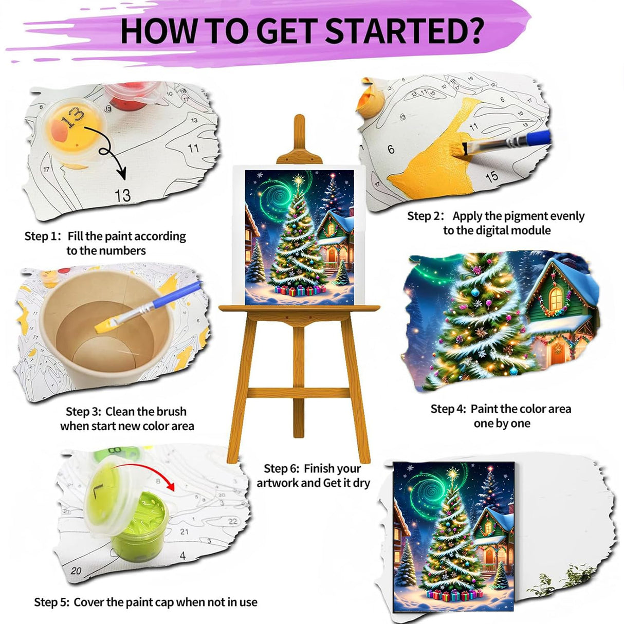 GOUGOUFAFA Christmas Tree Paint by Numbers Kit for Adults- Christmas Tree Paint by Numbers Kit for Adults Beginner, Adult Paint by Number Kits on Canvas Arts Crafts for Adults(16 x 20 Inch) GOUGOUFAFA