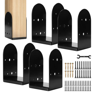 Rasugarlary 4"x 4" Post Base, 4Pcs Post Anchor Base (Internal 3.5 x 3.5") Adjustable 201 Steel Post Bracket for Wood Post Pavilion Deck Porch Handrail Railing Support Decorate