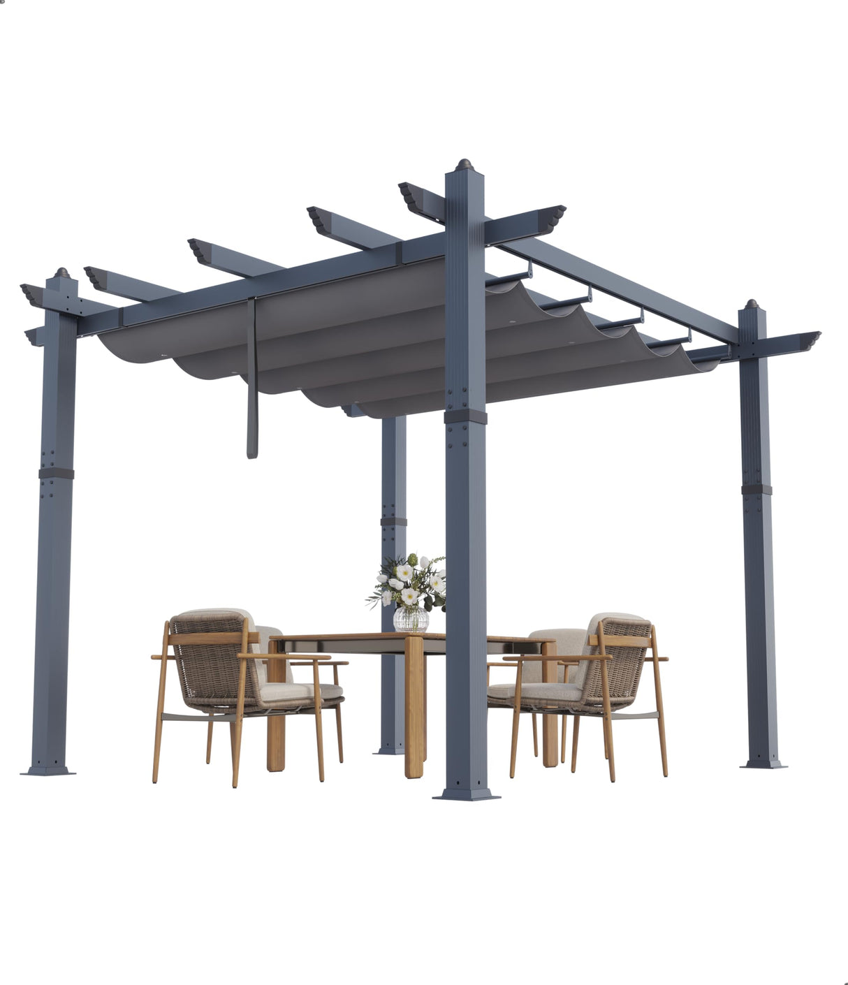 GarveeLife 10x10 Ft Aluminum Pergola, Outdoor Pergola with Adjustable Canopy, Reinforced Frame Metal Pergola for Backyard, Garden and Deck - Gray GarveeLife