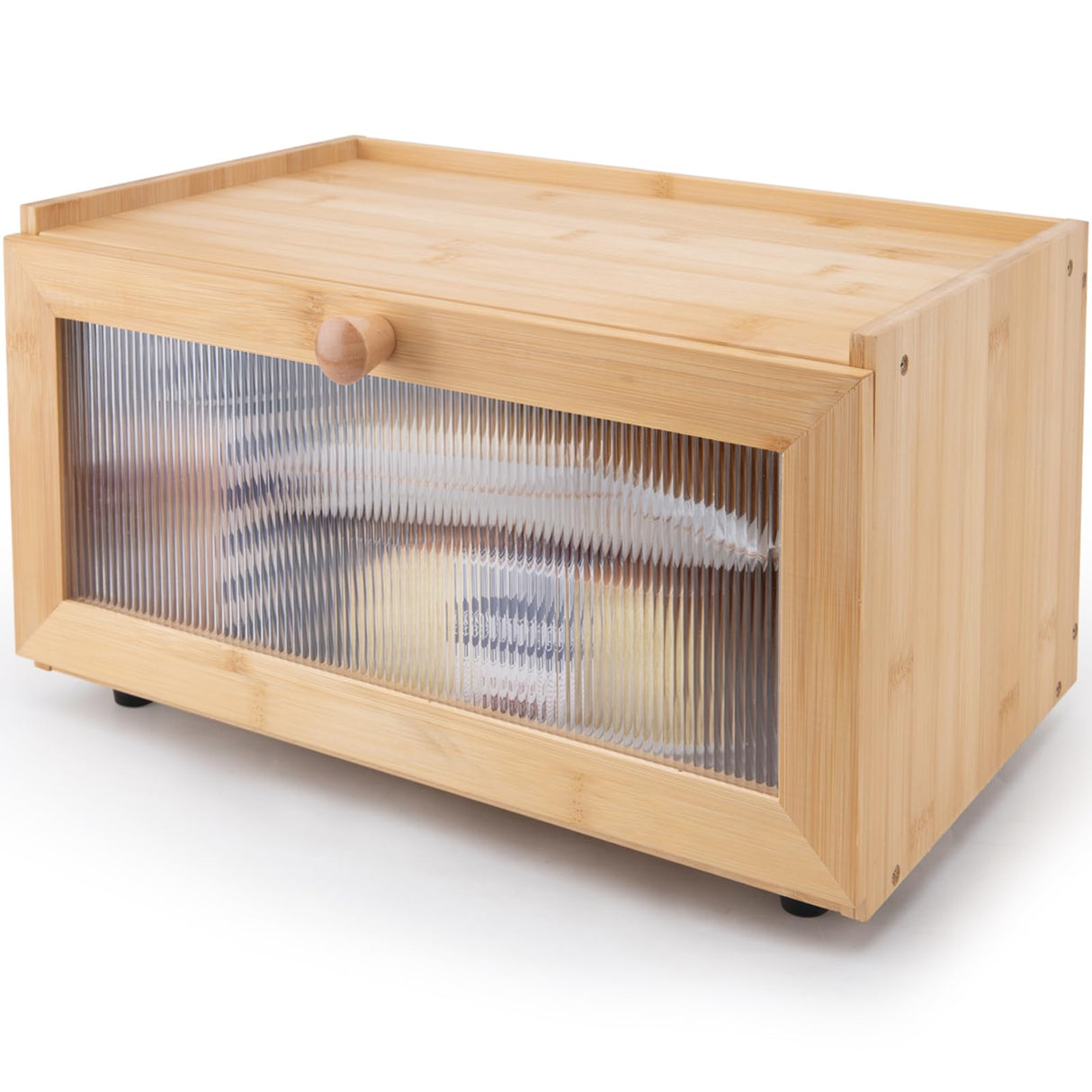 LEIMO KPARTS Bread Storage Farmhouse Bread Box For Kitchen Countertop,Single Layer Bamboo Wooden BreadBox Large Capacity Bin Bread Holder For Kitchen Counter Bread Container LEIMO KPARTS