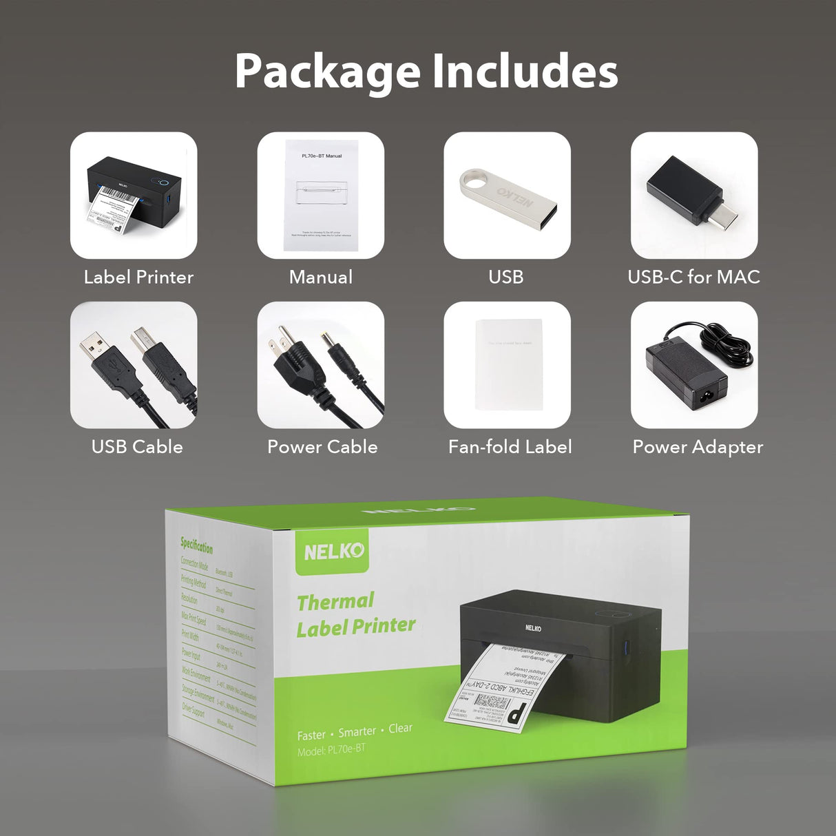 Nelko Bluetooth Thermal Shipping Label Printer, Wireless 4x6 Shipping Label Printer for Shipping Packages, Support Android, iPhone and Windows, Widely Used for Amazon, Ebay, Shopify, Etsy, USPS Nelko