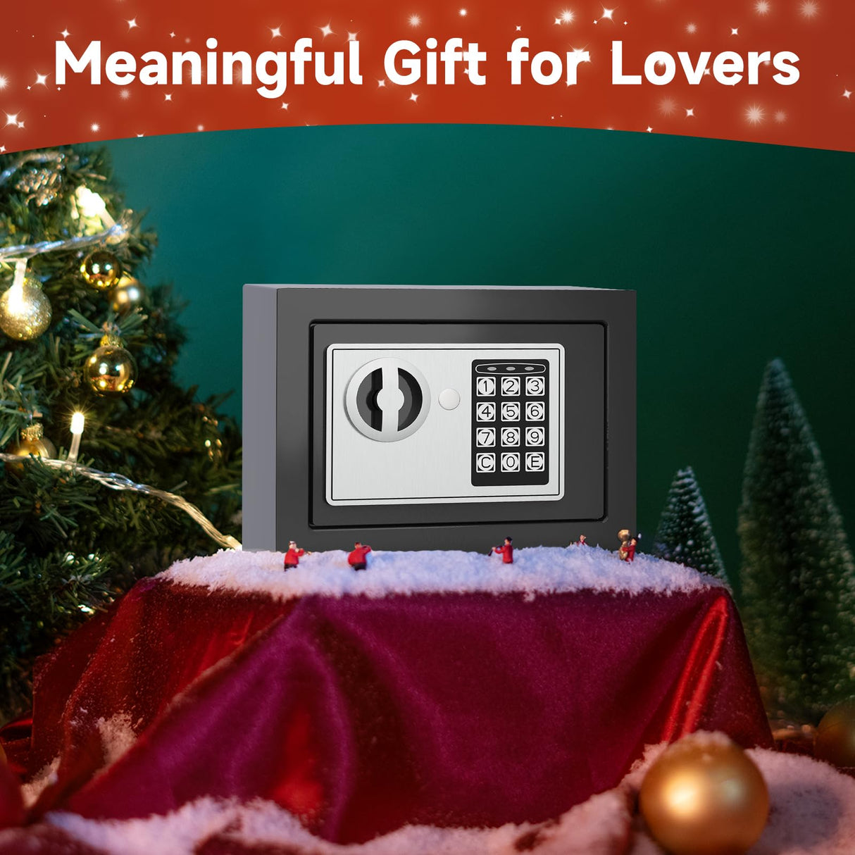 Goldenkey Home Safe for Money, Digital Small Money Safe for Cash and Coin, Kids Safe Bank with Keys&Code, Mini Safe Box for Home, 6.69"D x 9.05"W x 6.69"H, 0.236 Cu.Ft. GOLDENKEY