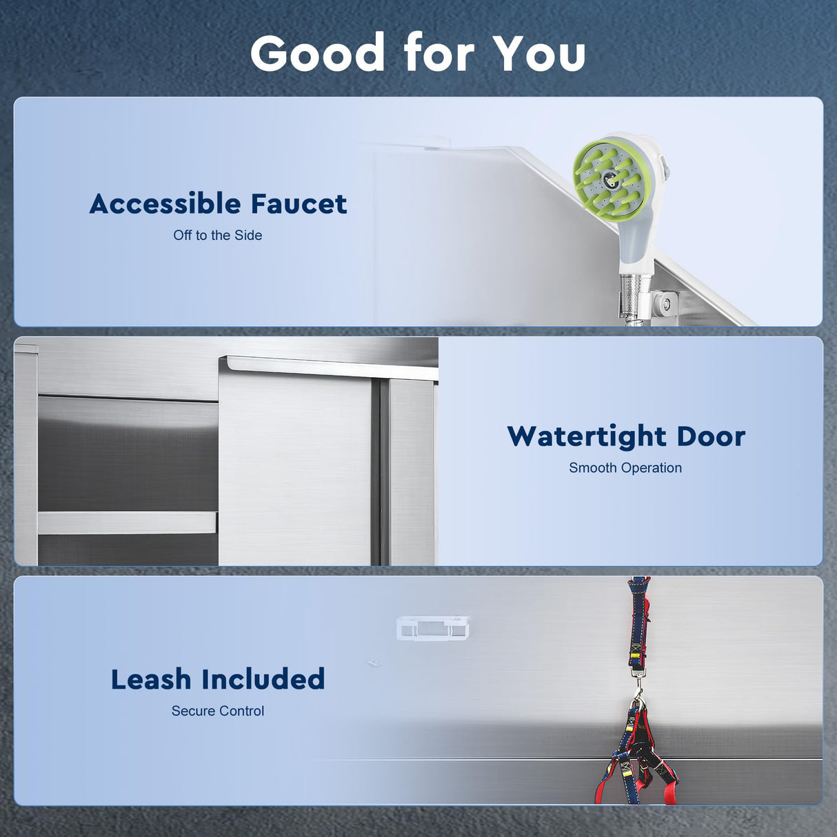 CO-Z 50" Electric Dog Bathing Station Height Adjjustable, Professional Stainless Steel Dog Grooming Bathtub for Medium Small Dogs,Dog Washing Station for Home with Faucet and Accessories CO-Z