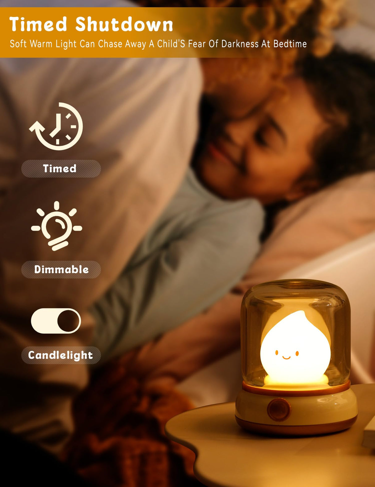 WANIDEA Cute Flameless Candles Lamp, Kids Night Light,Candle Warmer Lamp,Decor,Adjustable Dimmable Rechargeable Night Light for Kids,Girls,Teenager Bedroom WANIDEA