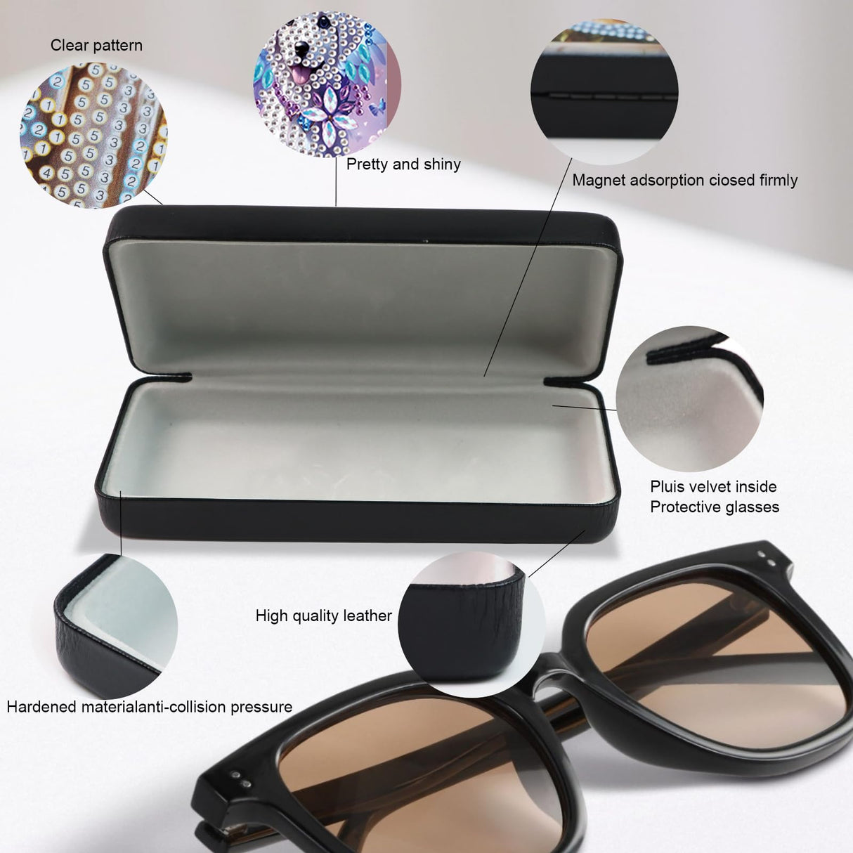 JZHYOAN DIY Diamond Painting Handmade 5D Sunglasses Holder Diamond Art Eyeglass Case Kit Dog Special Pattern Portable Storage Box for Gift Giving Indoor Outdoor Office Multi-Scenes JZHYOAN