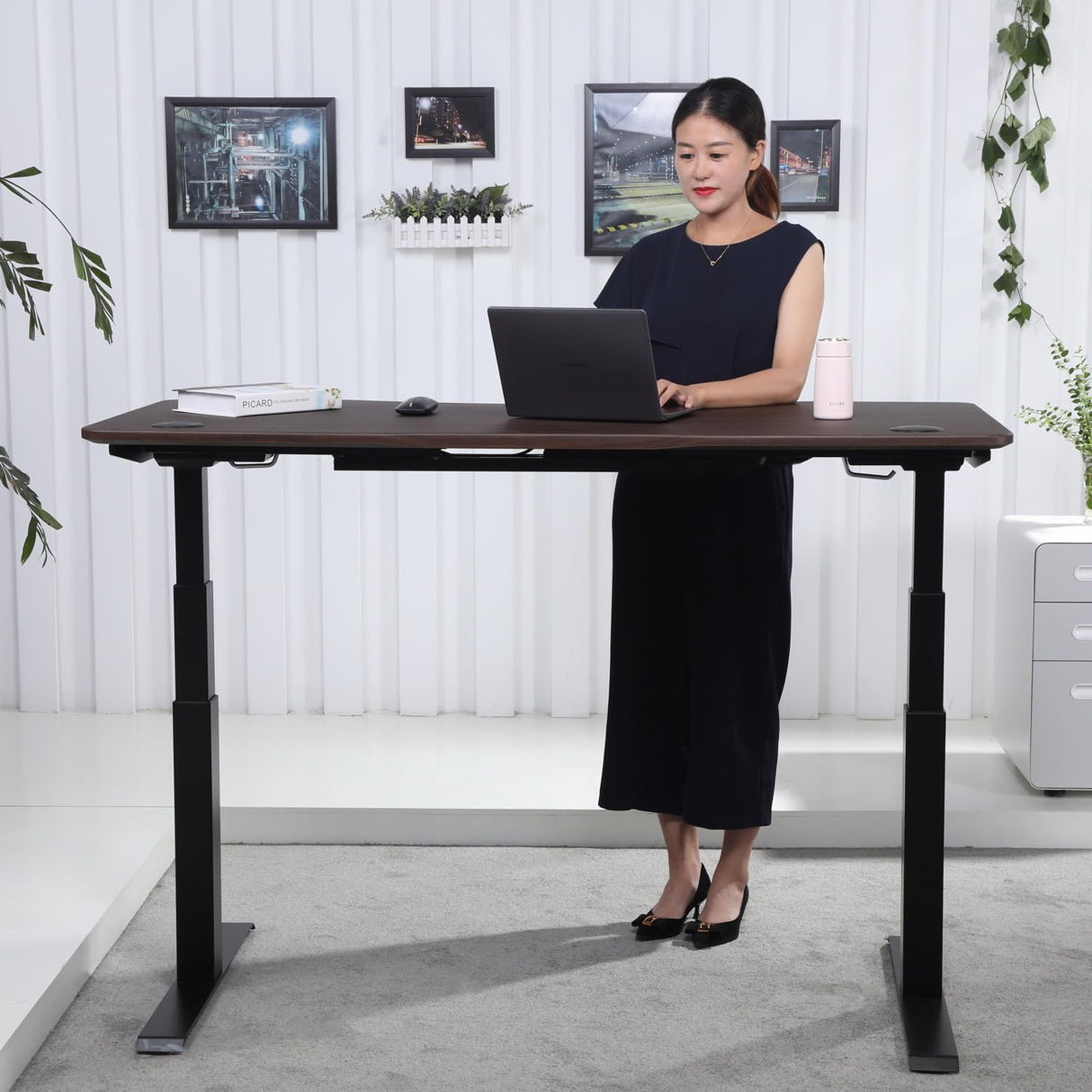 ApexDesk K Series 71" Height Adjustable Standing Desk with Memory Controller, Walnut ApexDesk