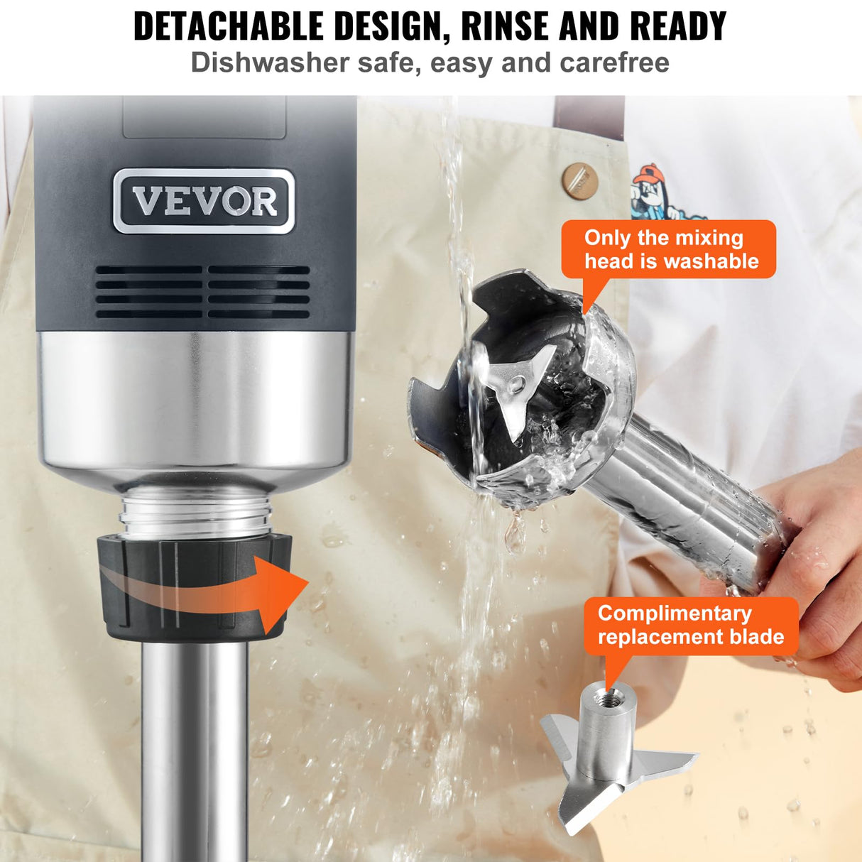 VEVOR Commercial Immersion Blender, 500 Watt 20Inch Heavy Duty Hand Mixer, Variable Speed Mixer with 304 Stainless Steel Blade, Multi-Purpose Portable Mixer for Soup, Smoothie, Puree, Baby Food VEVOR