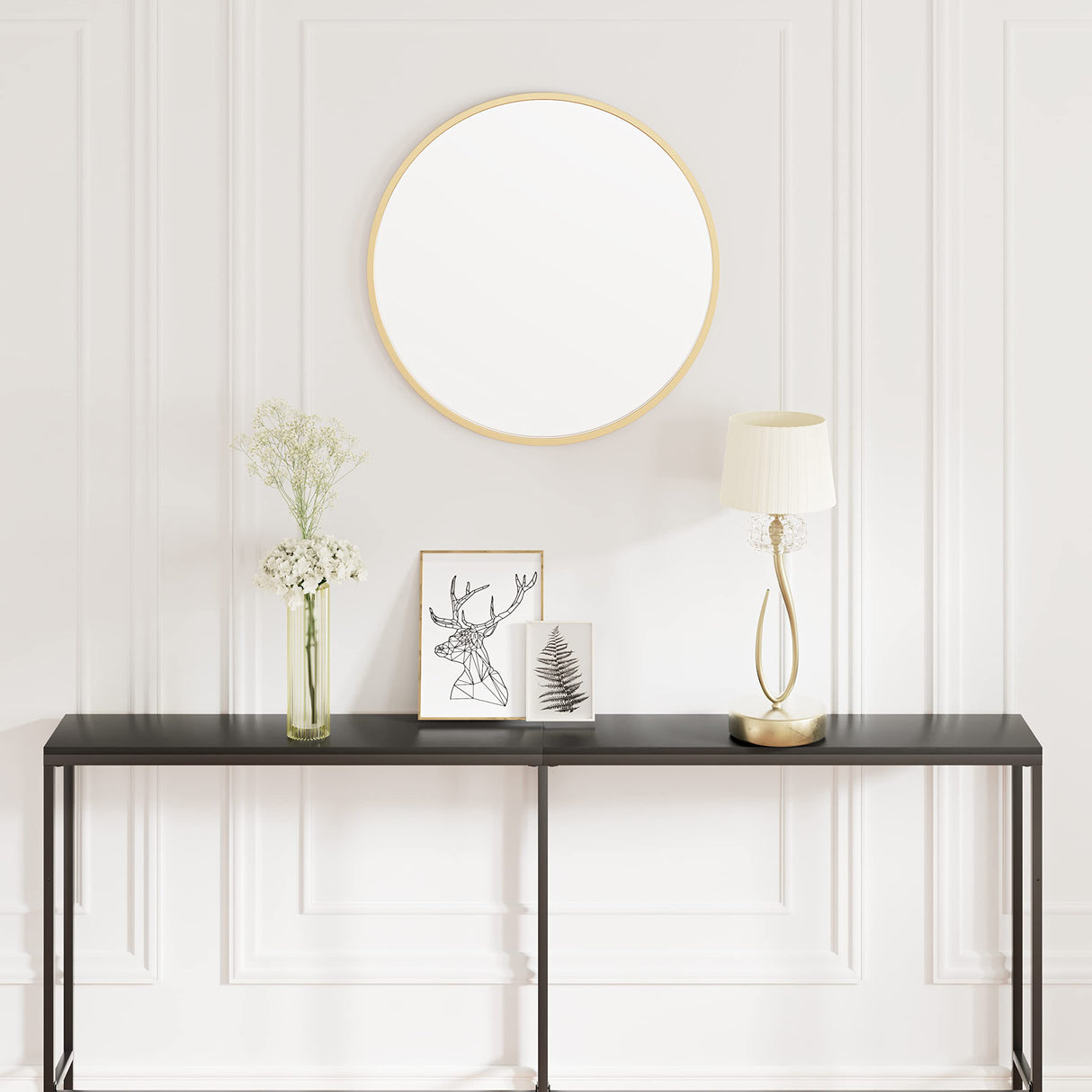 SONGXIN 70.9" Console Table,Modern Extra Narrow Long Sofa Table Behind Couch,Skinny Entry Table with Black Metal Frame for Living Room, Hallway,Classic Black SONGXIN