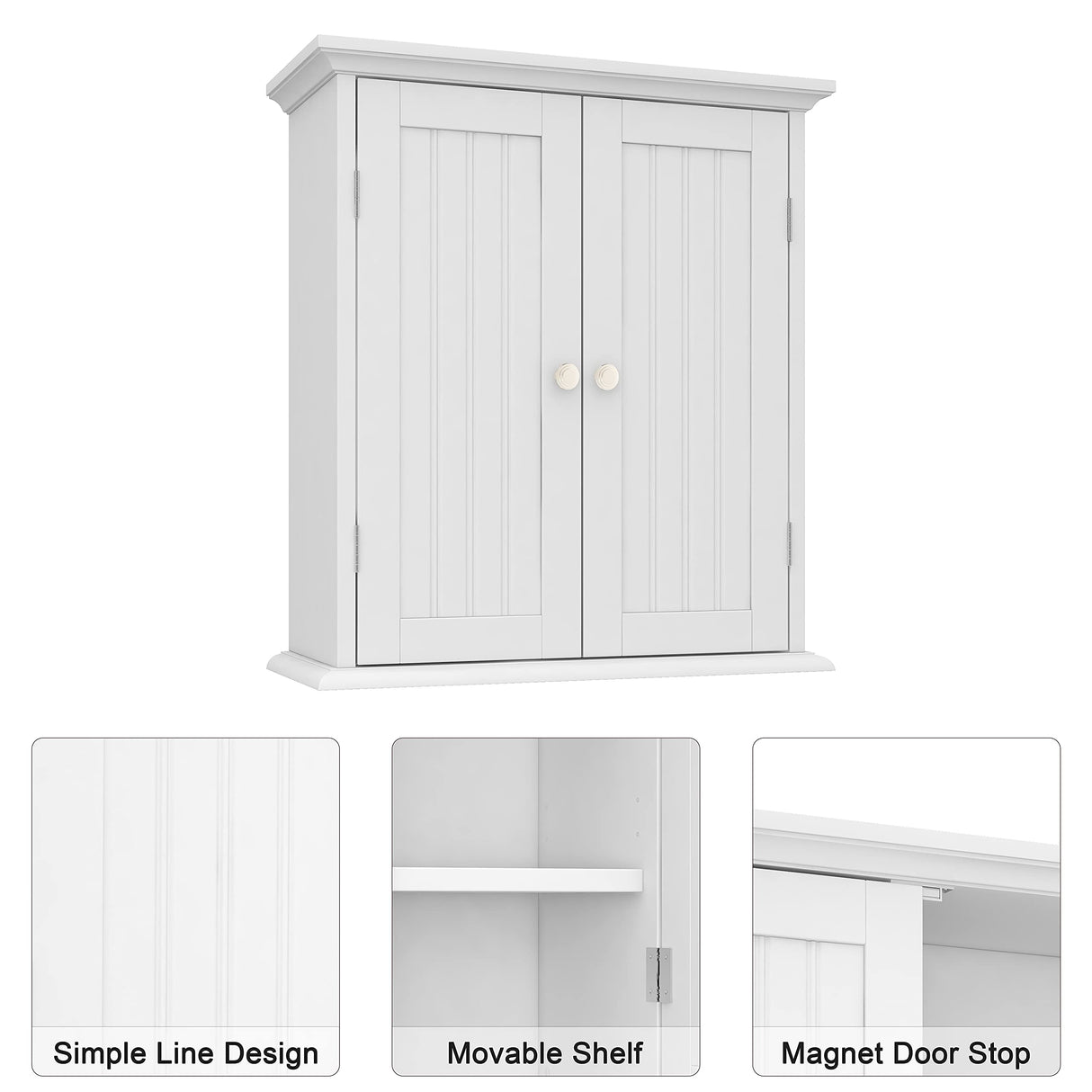 ChooChoo Bathroom Wall Cabinet, Over The Toilet Space Saver Storage Cabinet, Medicine Cabinet with 2 Door and Adjustable Shelves, Cupboard ChooChoo